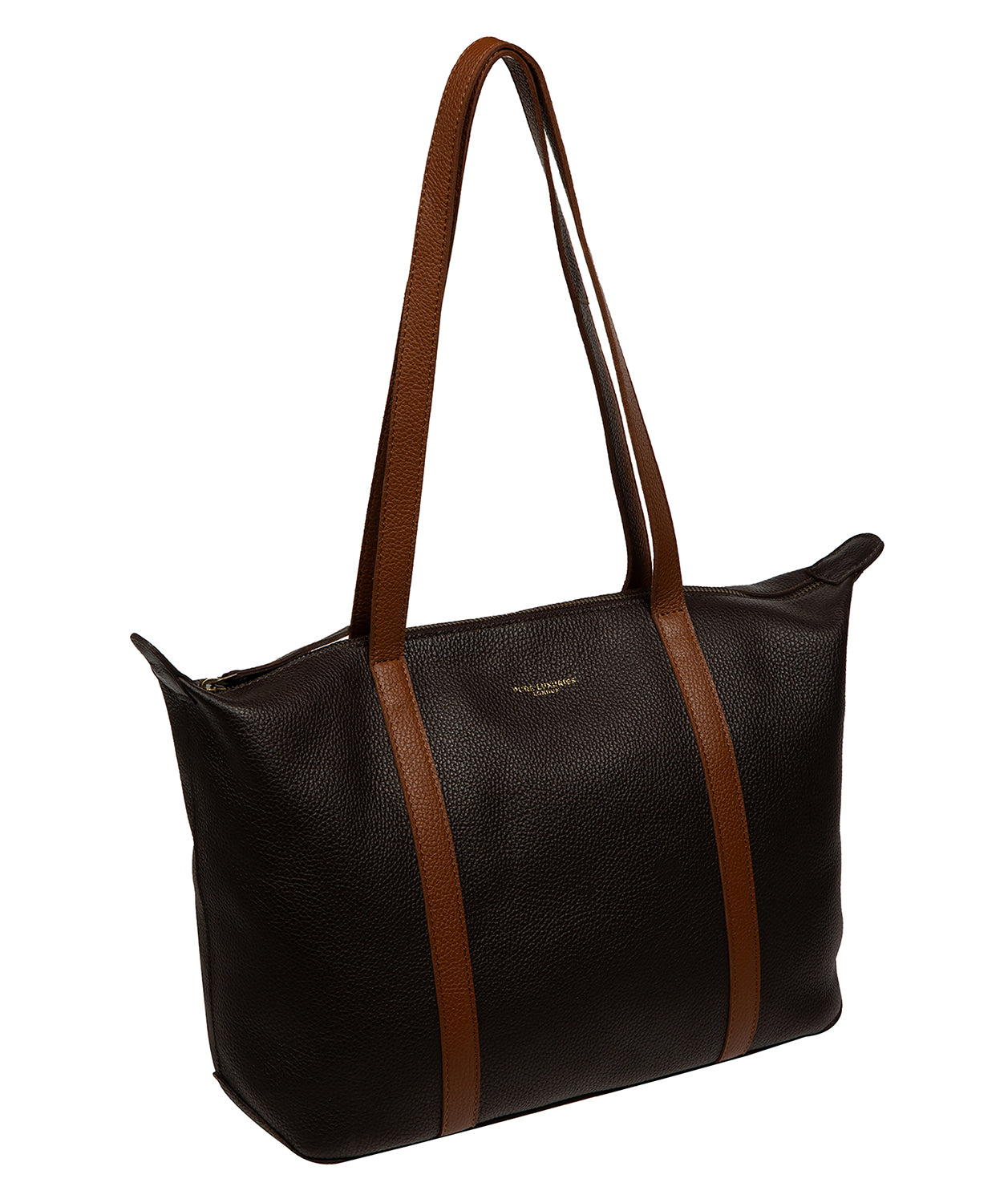'Niva' Espresso & Rich Tan Leather Tote Bag
