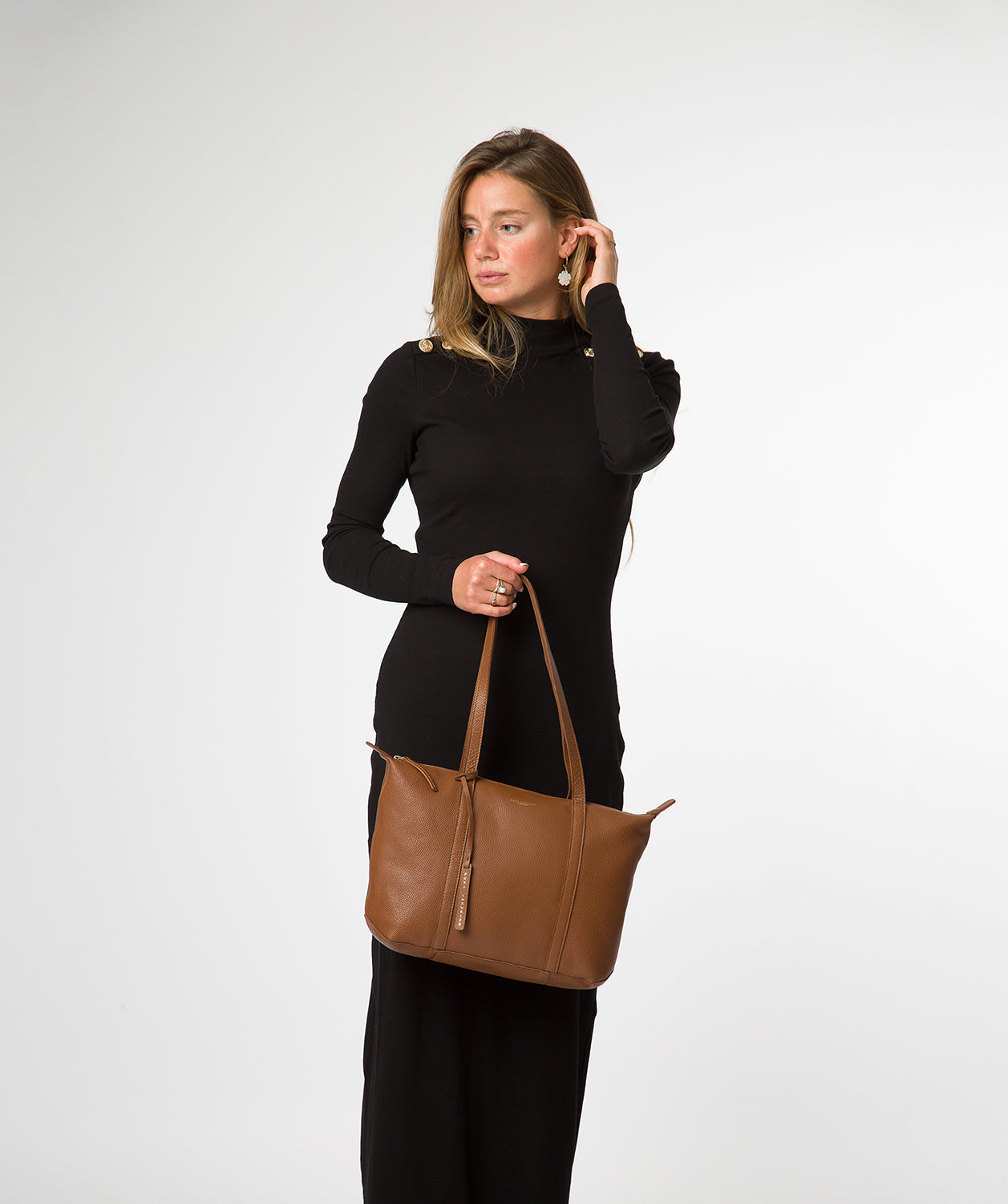 'Niva' Rich Tan Leather Tote Bag