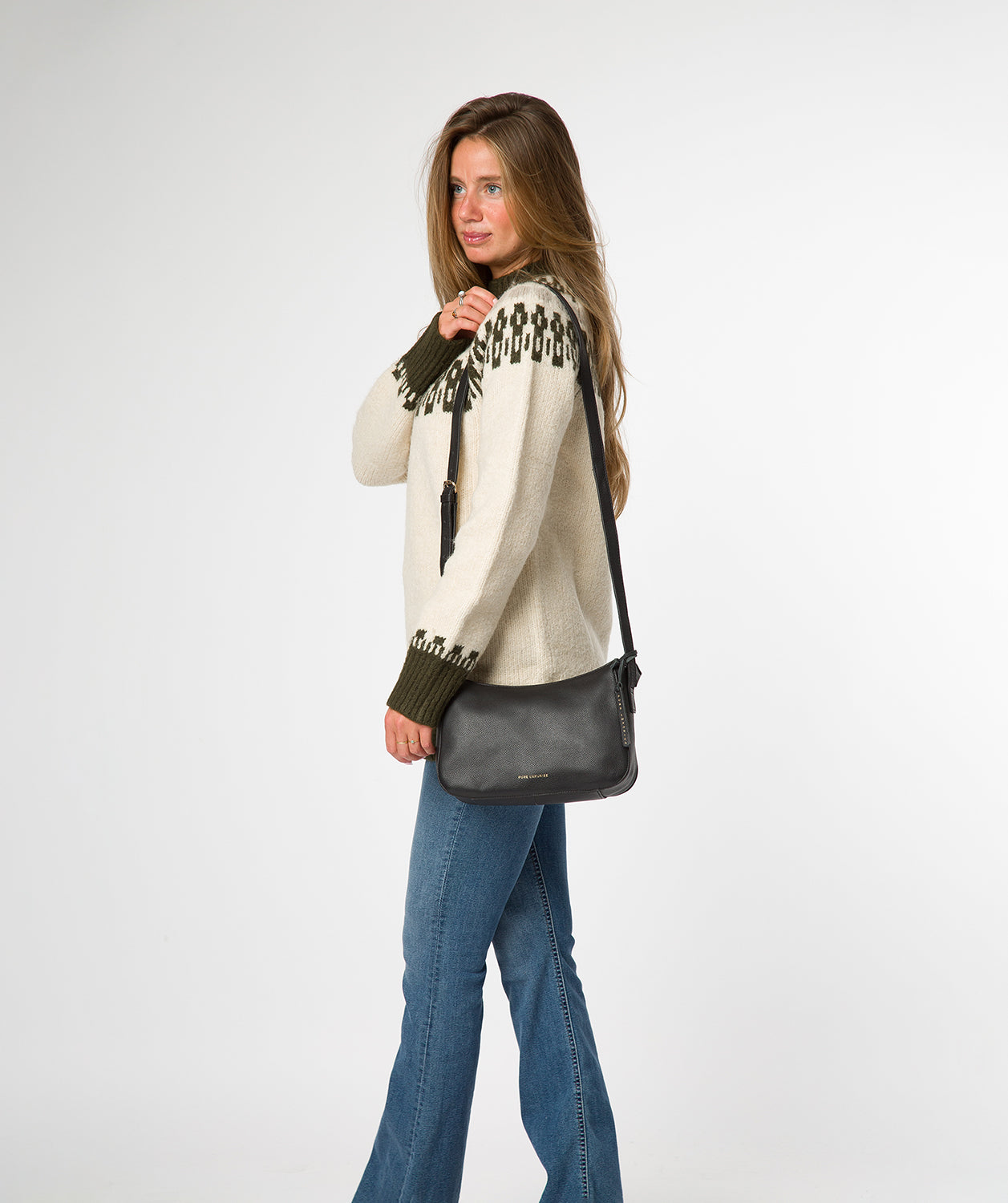 'Caldecote' Black Leather Cross Body Bag