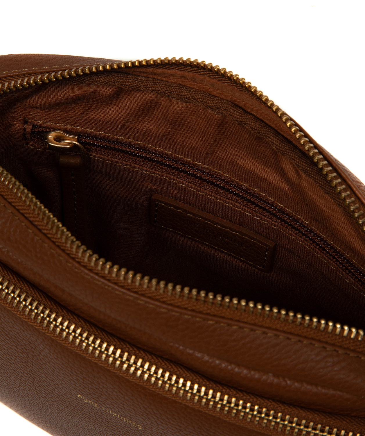 Rich tan leather crossbody bag back view