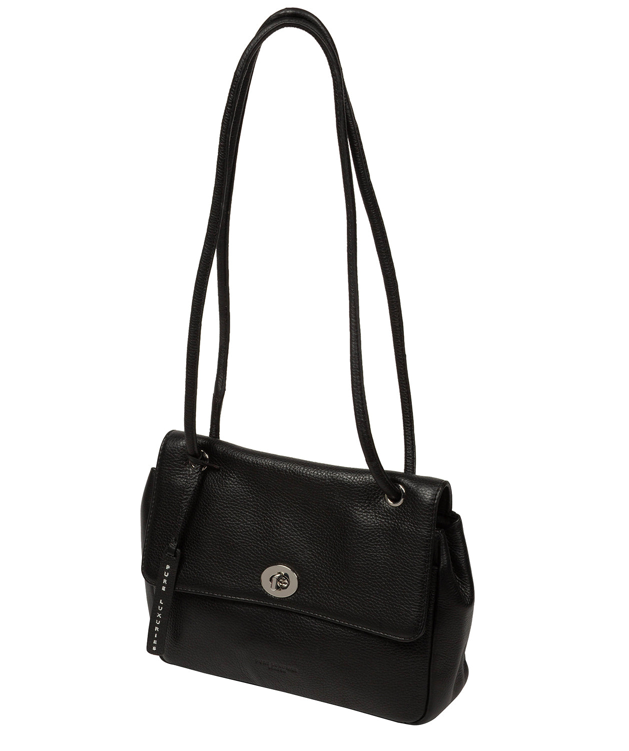 'Elka' Black Leather Evening Bag