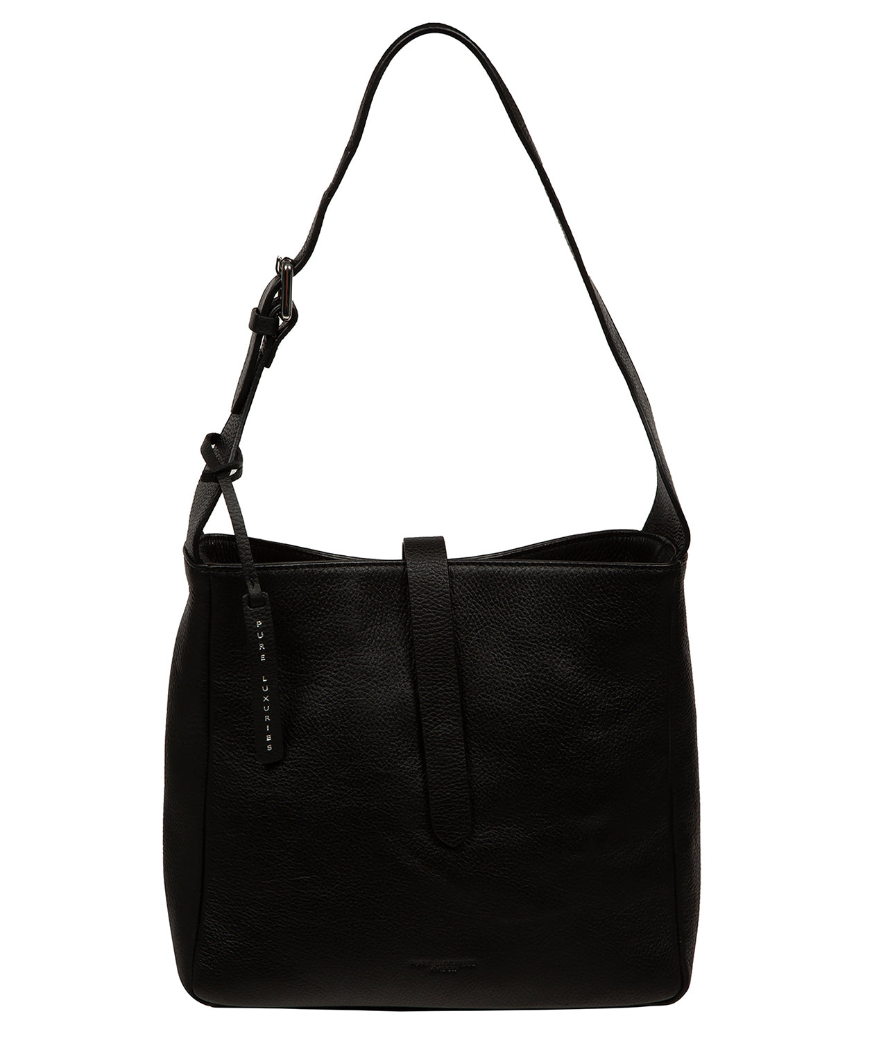 'Isola' Black Leather Tote Bag