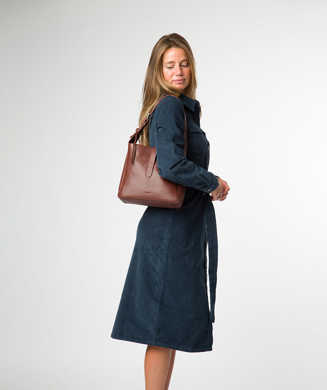 'Isola' Chestnut Leather Tote Bag