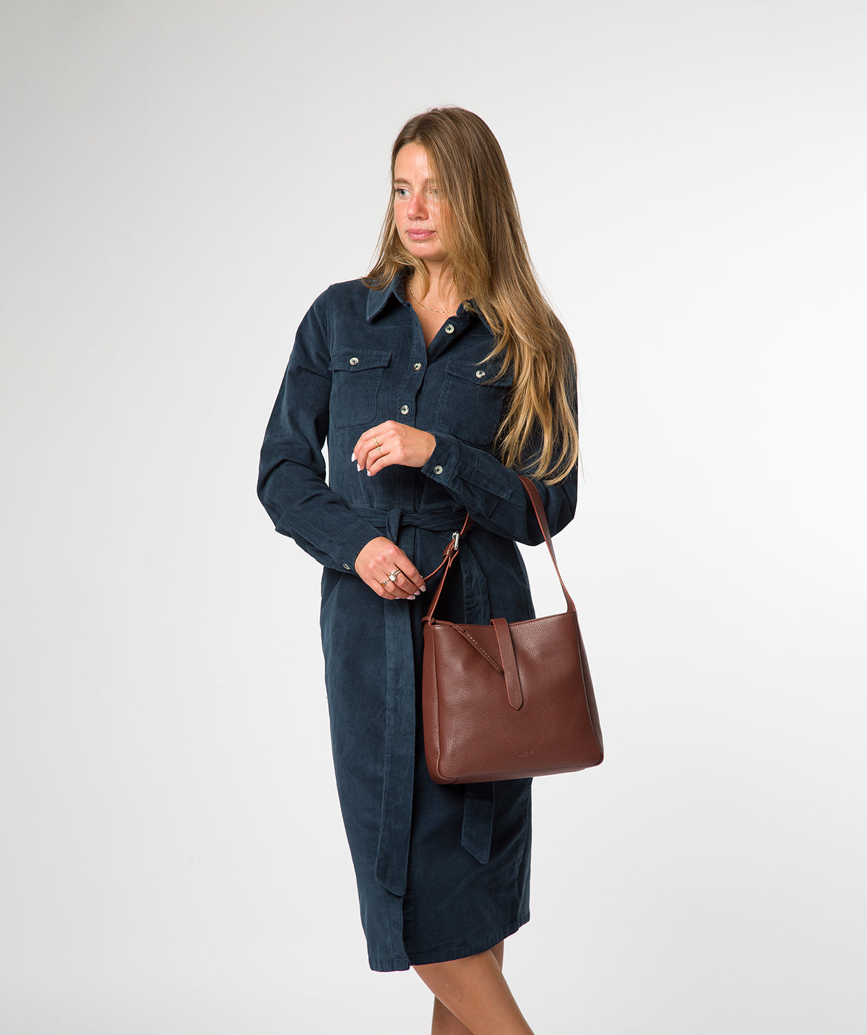 'Isola' Chestnut Leather Tote Bag