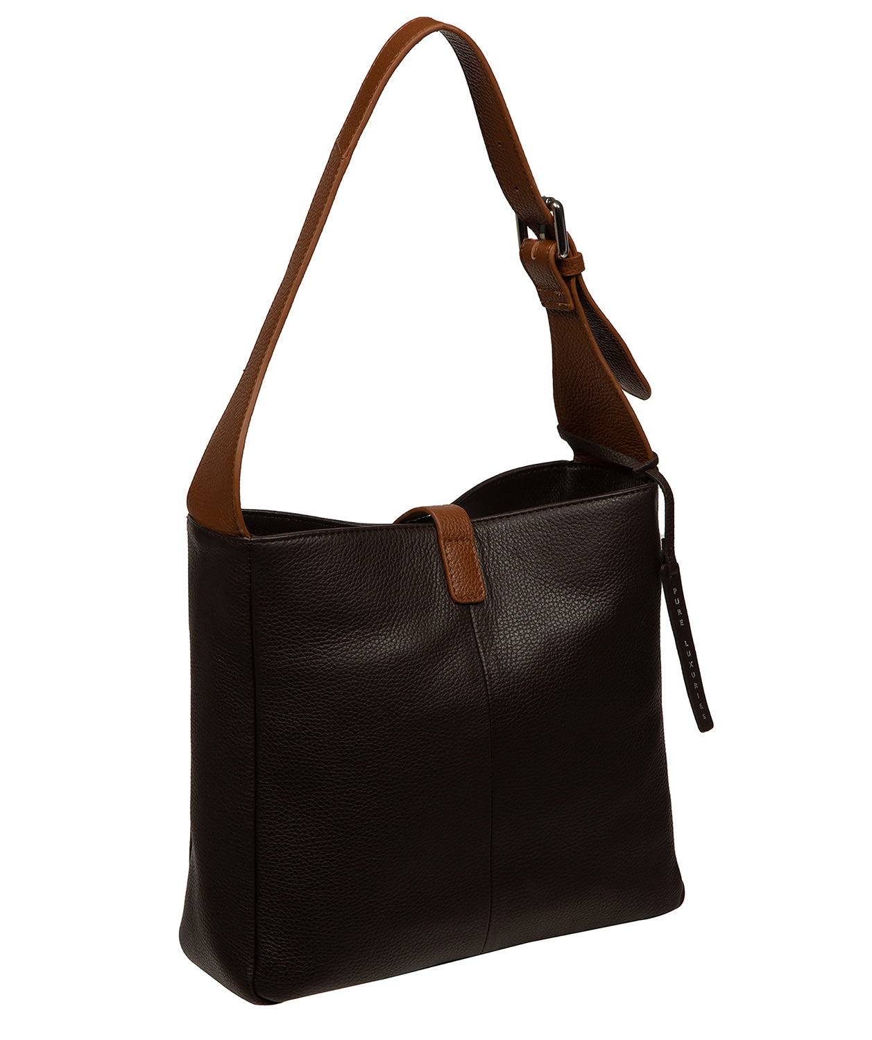 'Isola' Espresso & Rich Tan Leather Tote Bag