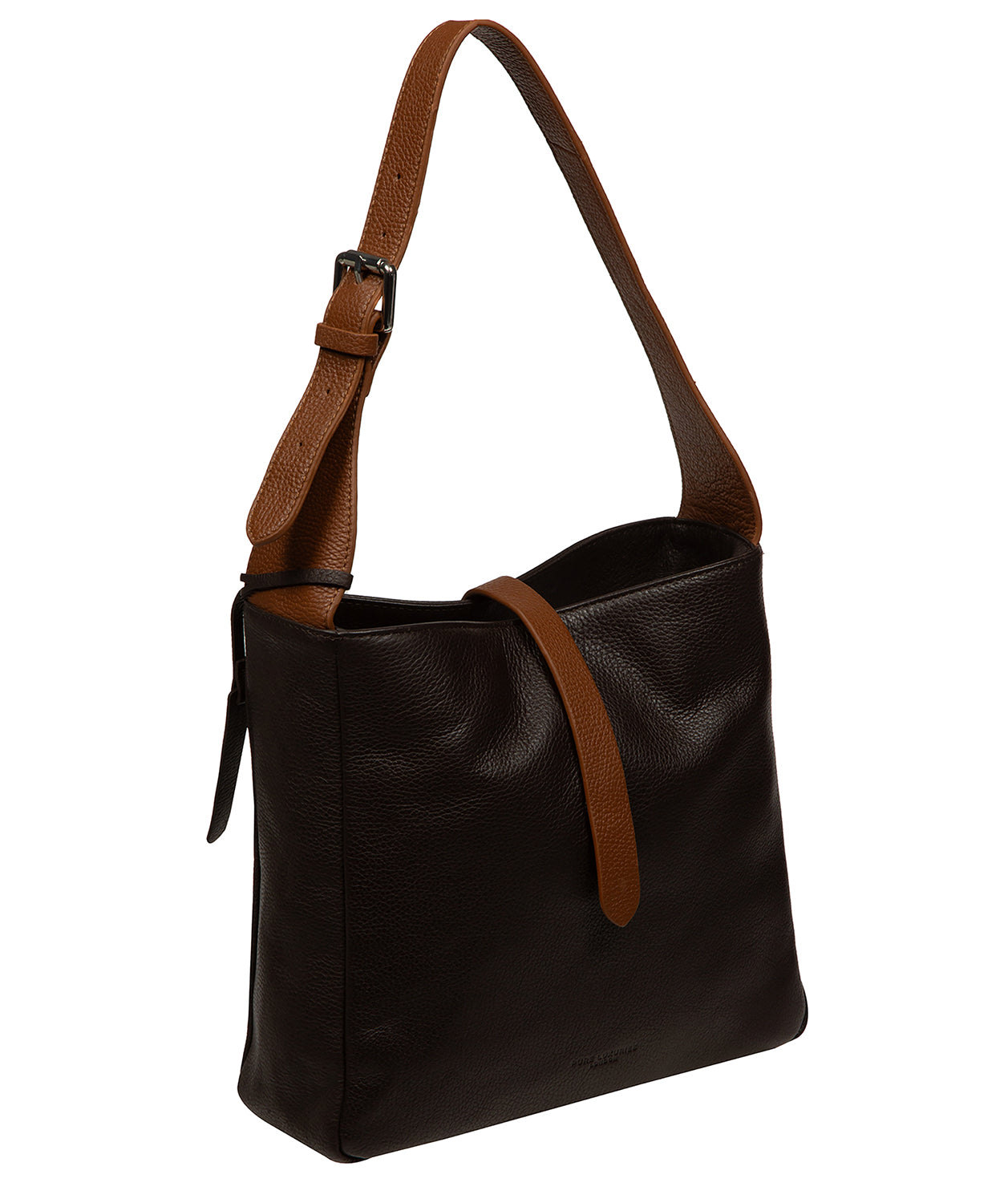 'Isola' Espresso & Rich Tan Leather Tote Bag