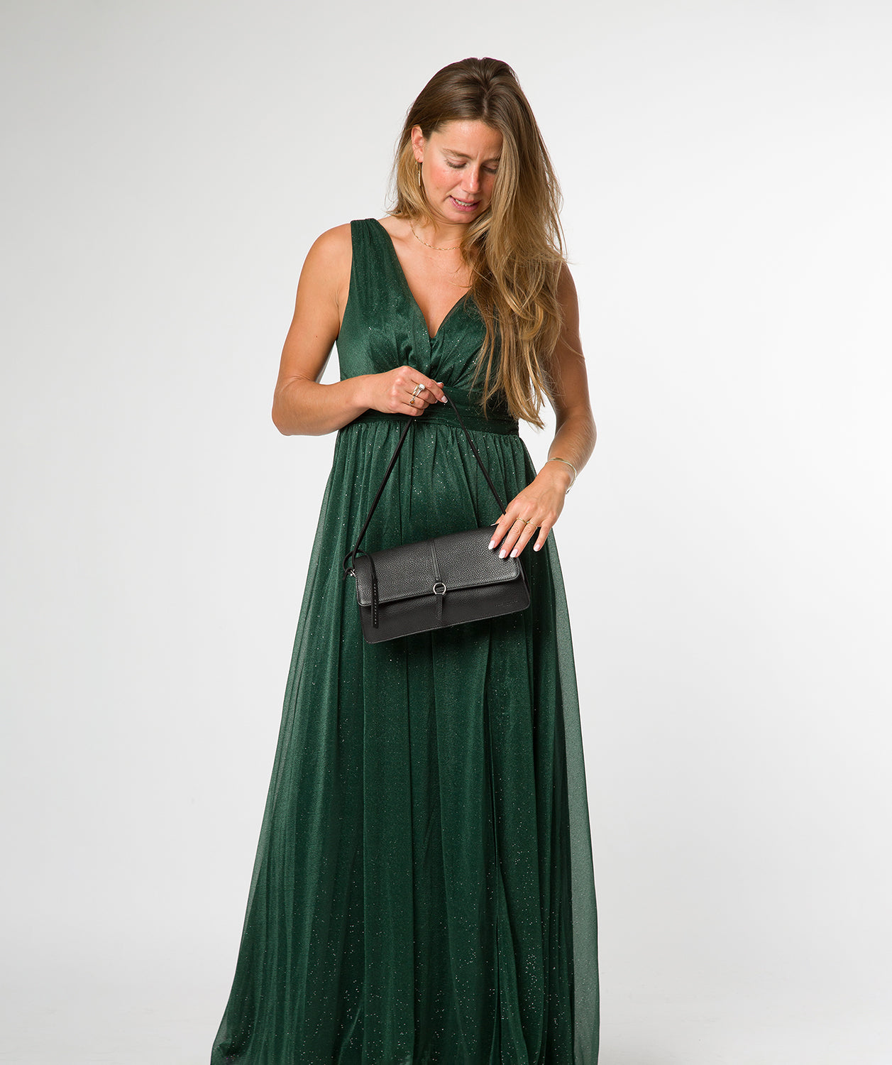 'Sabina' Black Leather Grab Bag