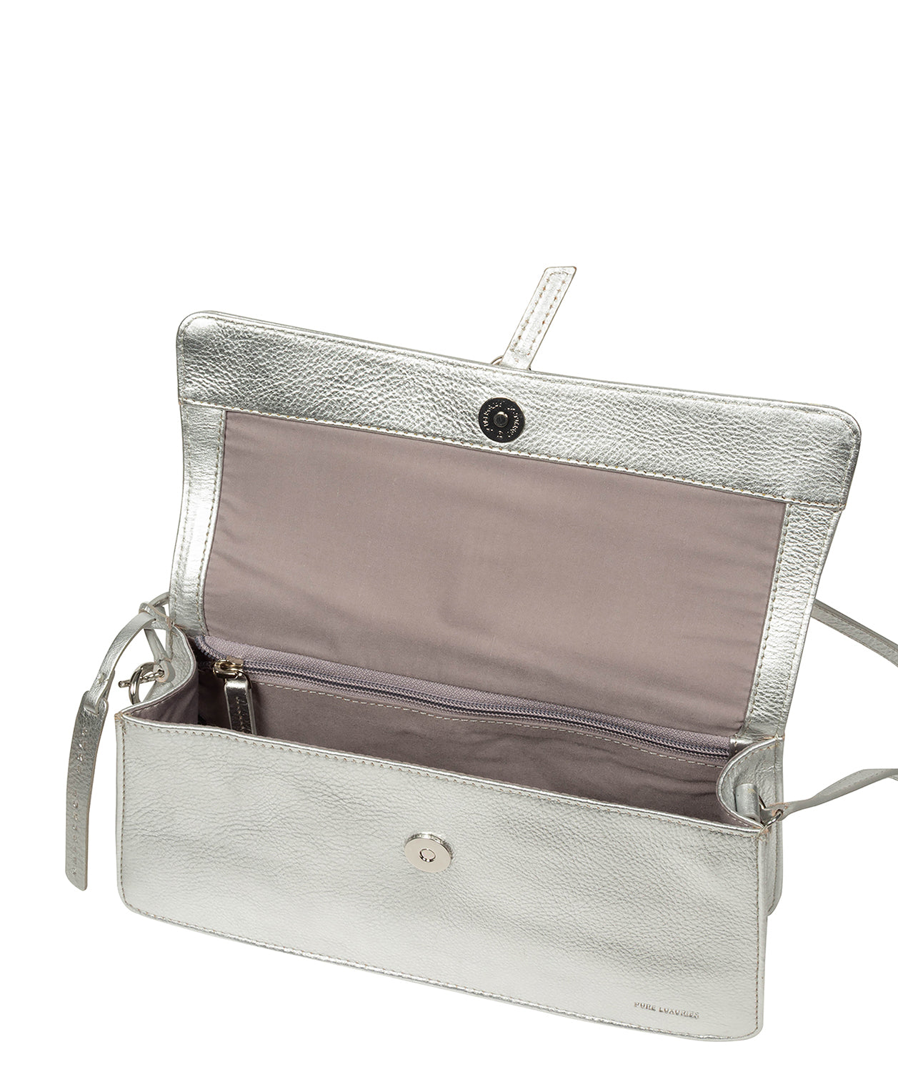 'Sabina' Metallic Silver Leather Grab Bag