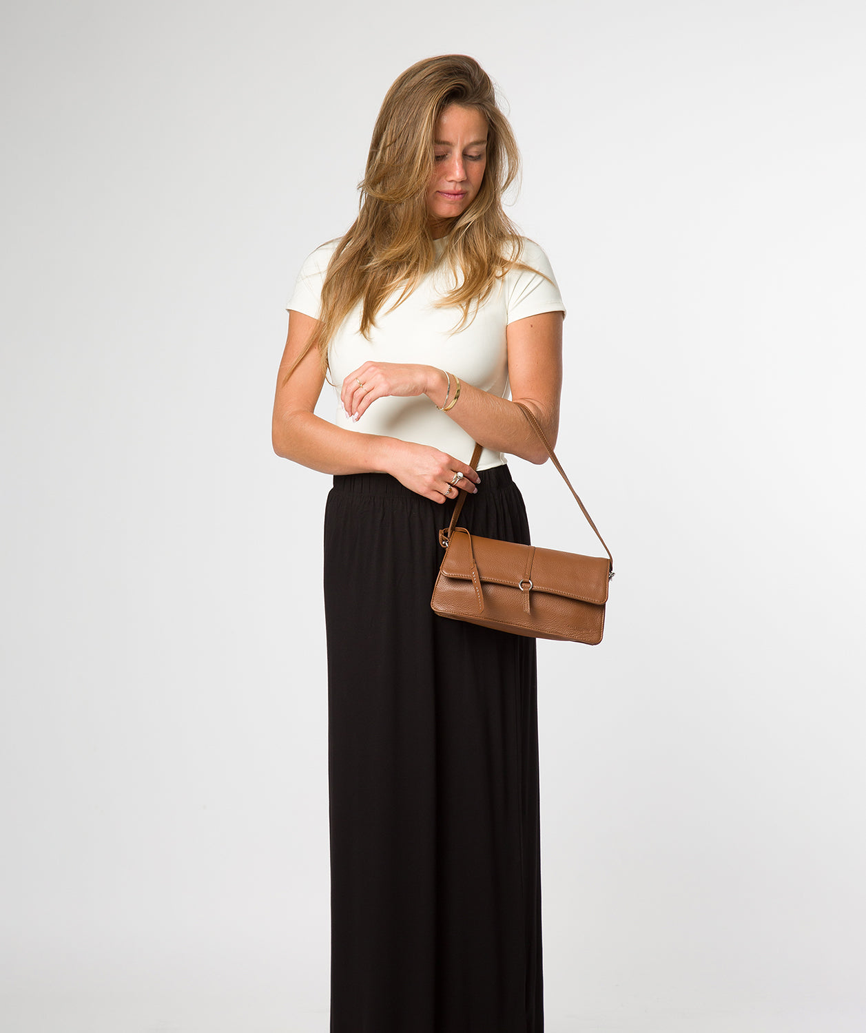 'Sabina' Rich Tan Leather Grab Bag