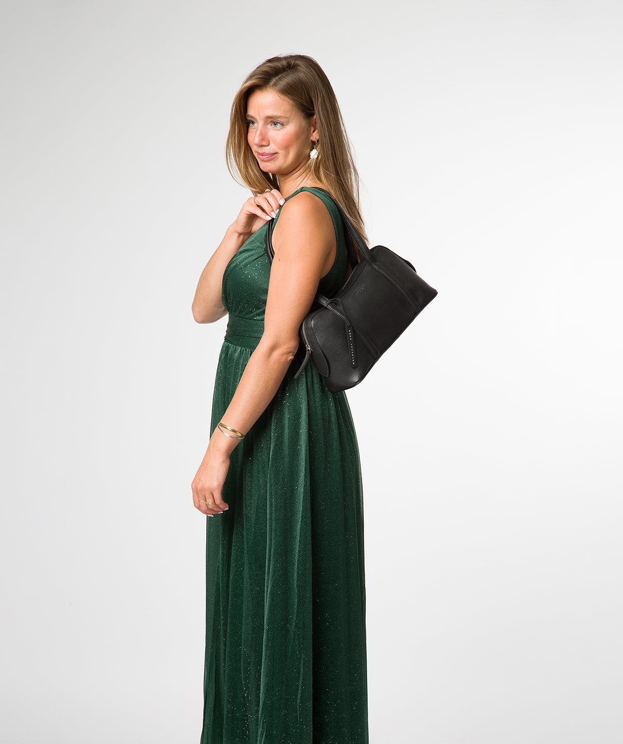 'Cleo' Black Leather Evening Handbag