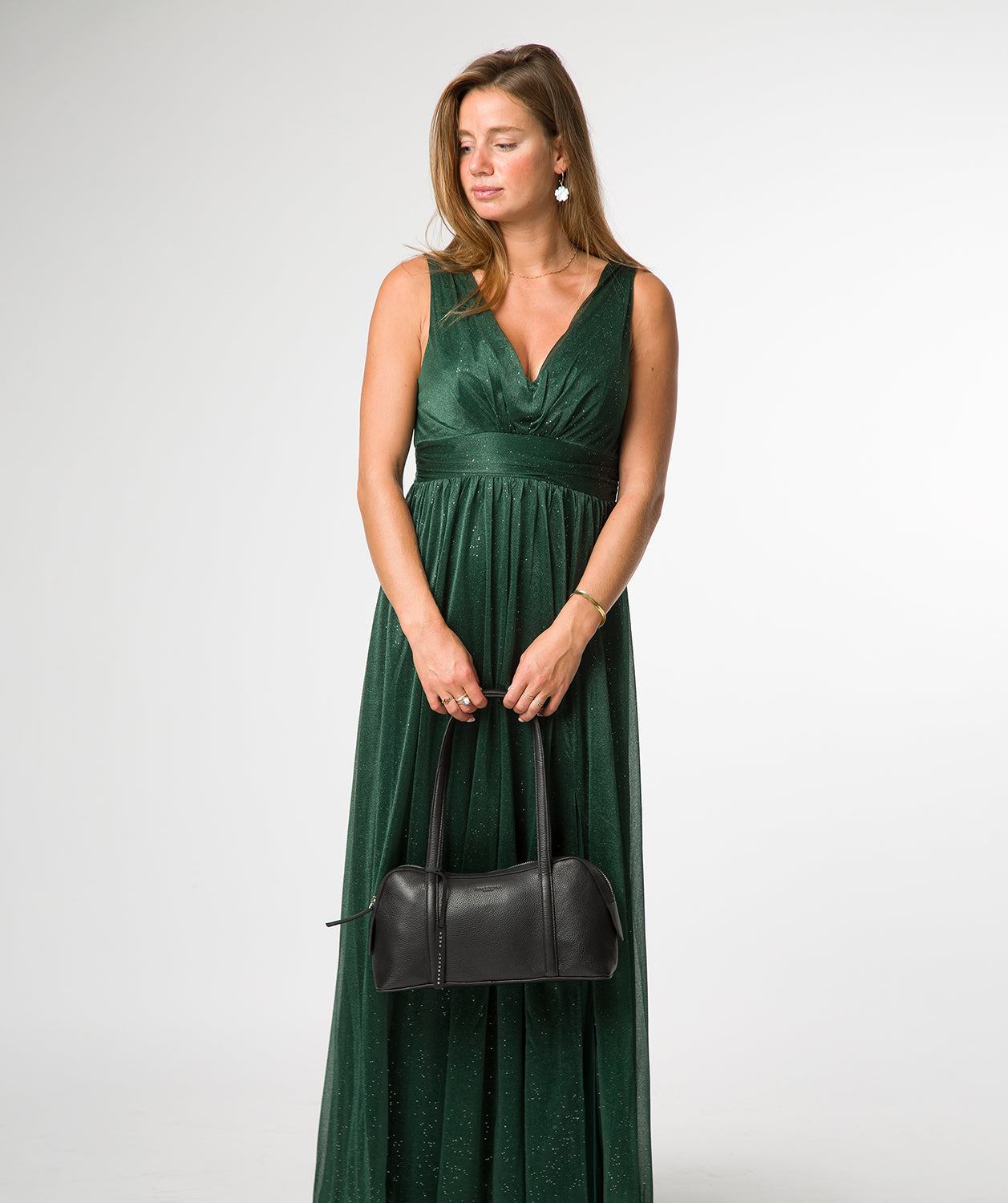 'Cleo' Black Leather Evening Handbag