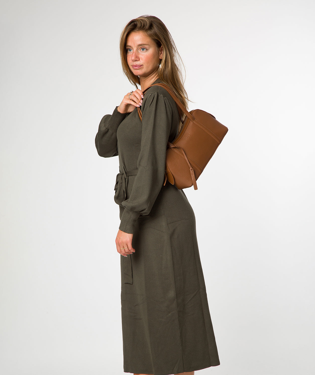 'Cleo' Rich Tan Leather Evening Handbag