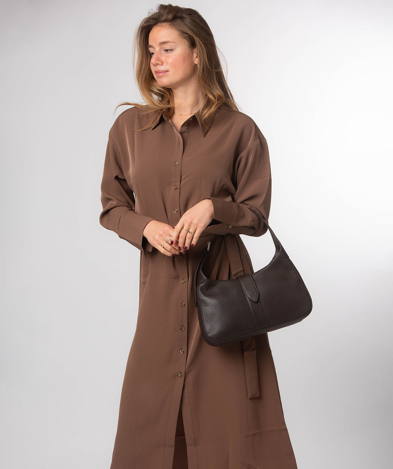 'Suki' Espresso Leather Evening Bag