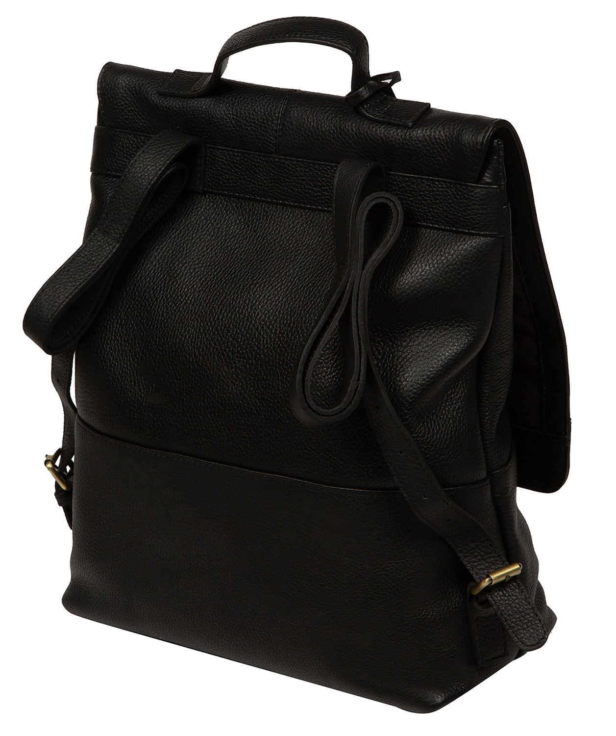 'Brigitte' Black Leather Backpack