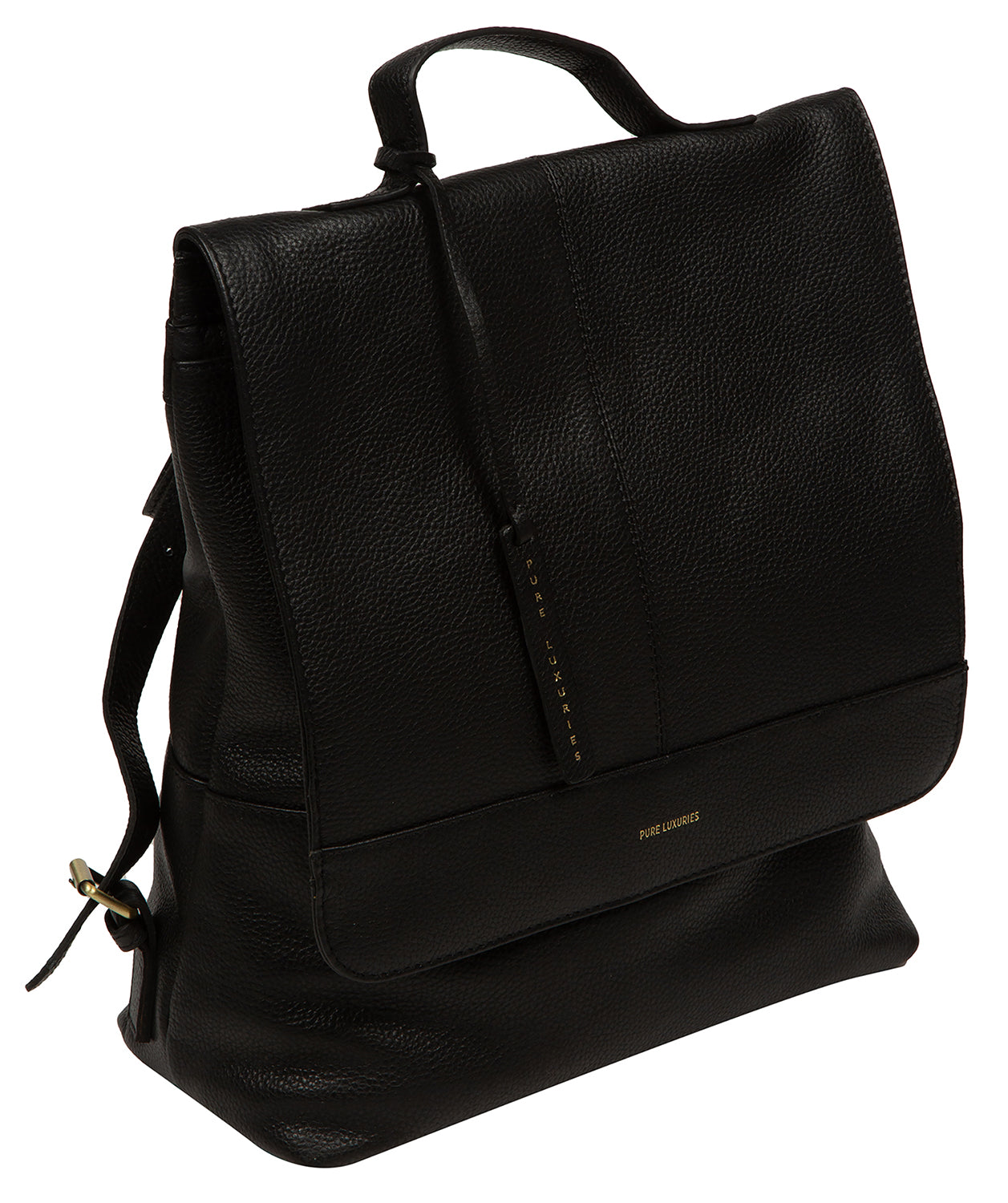'Brigitte' Black Leather Backpack