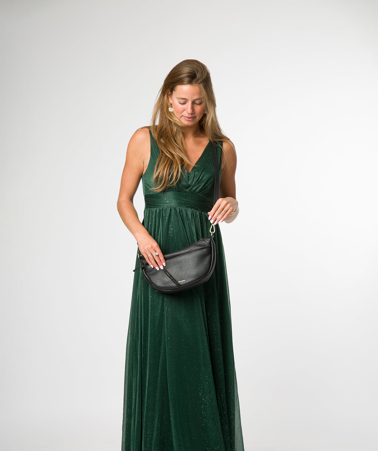 'Melisande' Black Leather Cross Body Bag