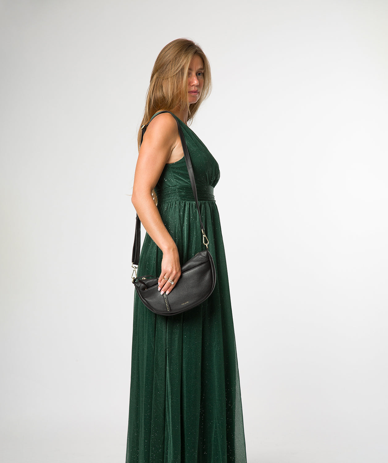 'Melisande' Black Leather Cross Body Bag