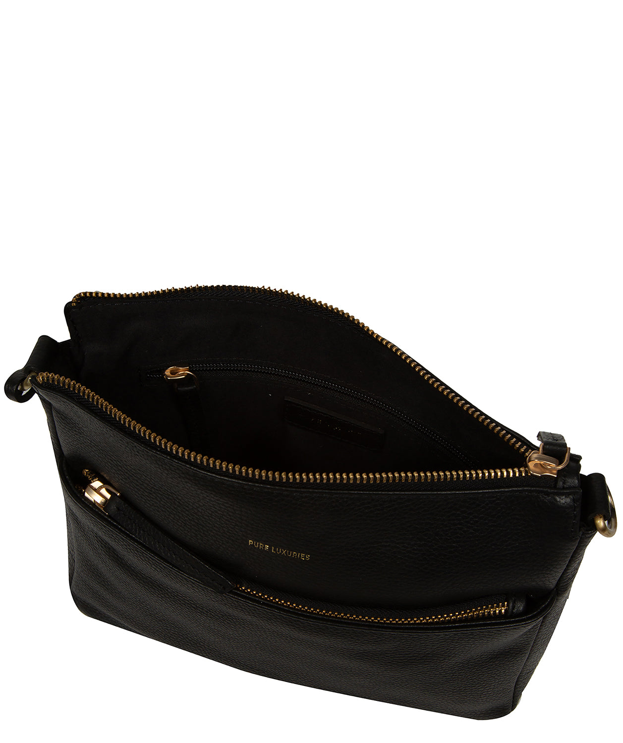 'Celestine' Black Leather Cross Body Bag