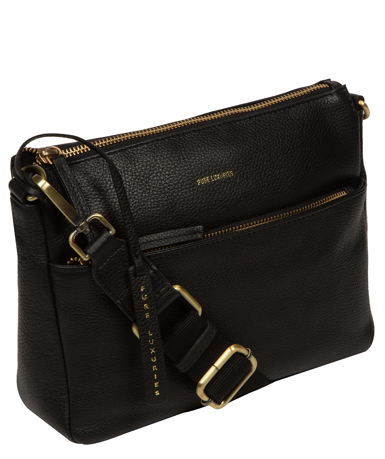 'Celestine' Black Leather Cross Body Bag
