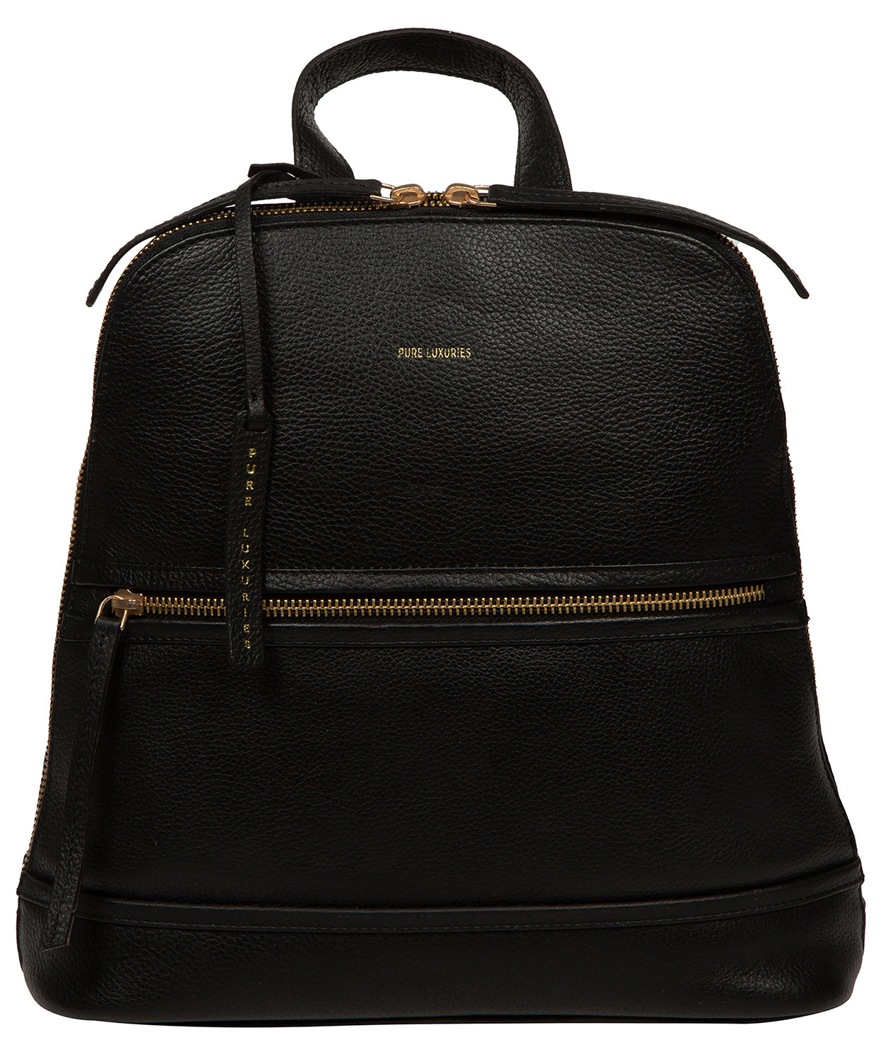black and gold leather backpack large Pure Luxuries Leather Backpack Theodora Black