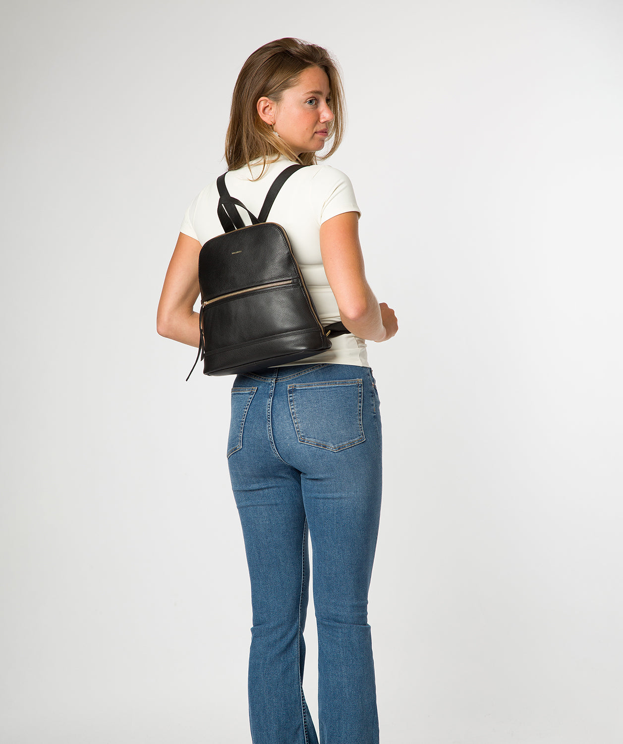 'Theodora' Black Leather Backpack