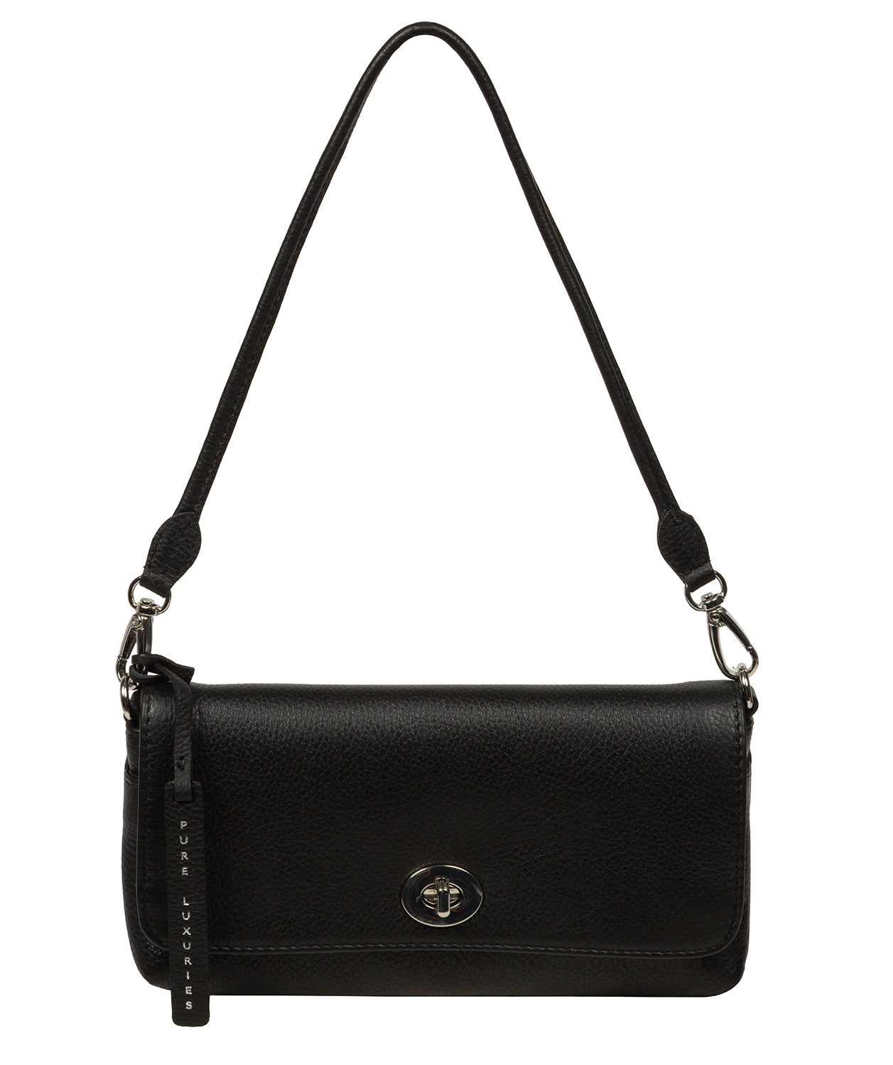 'Christabel' Black Leather Grab & Clutch Bag