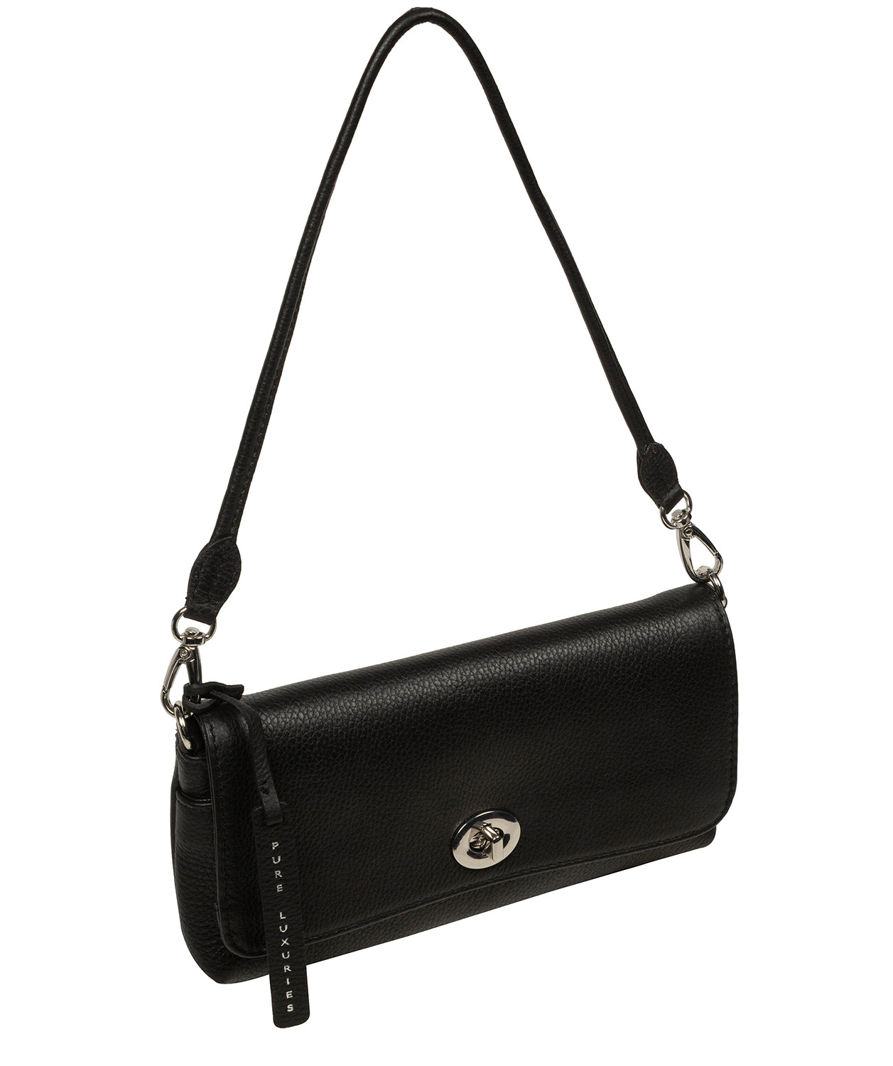 'Christabel' Black Leather Grab & Clutch Bag