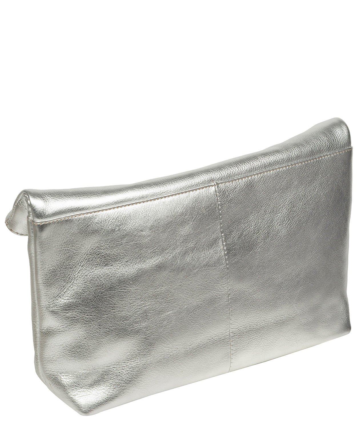 'Sabella' Metallic Silver Leather Clutch Bag