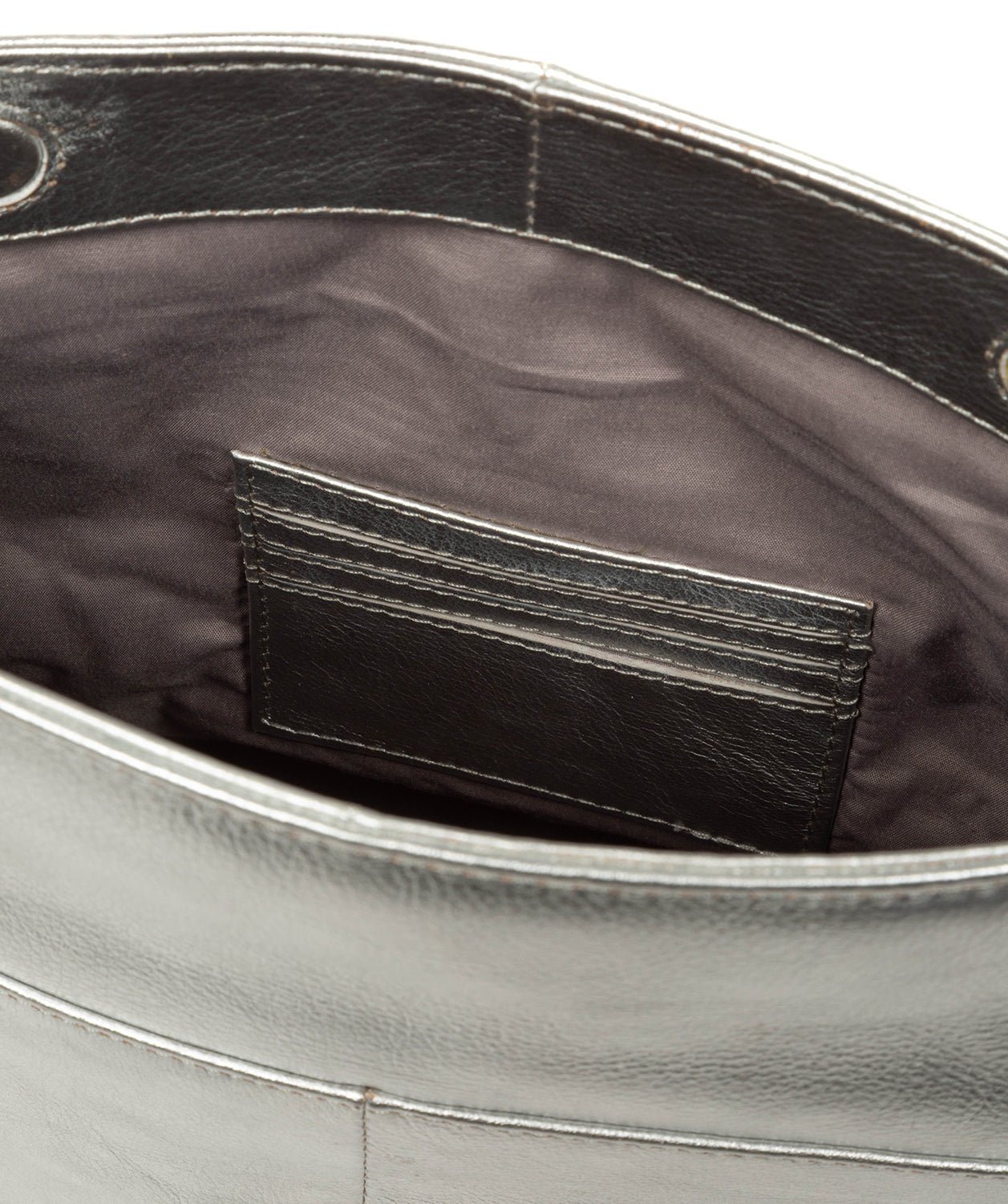 'Sabella' Metallic Silver Leather Clutch Bag