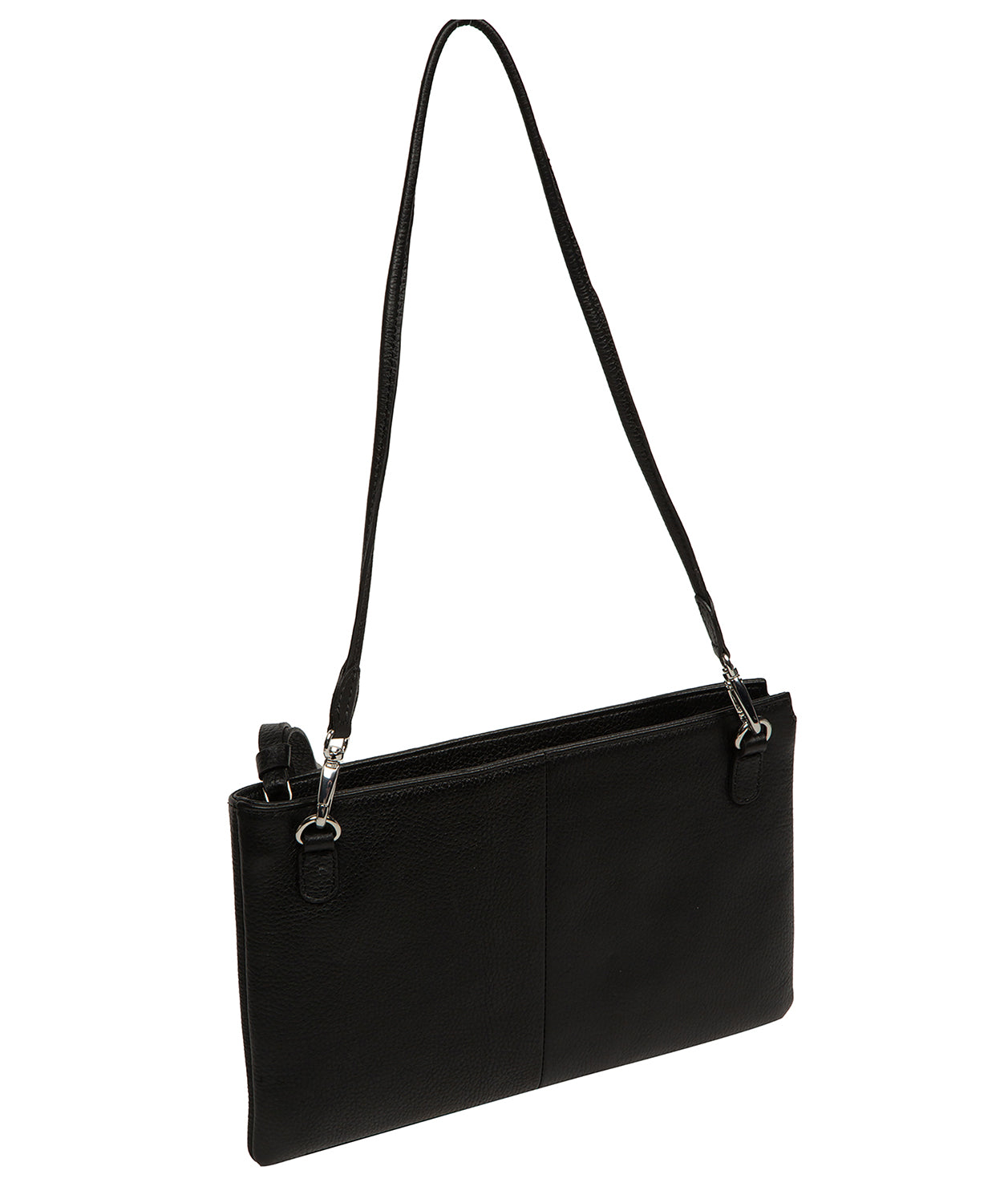 'Venetia' Black Leather Grab Clutch Bag