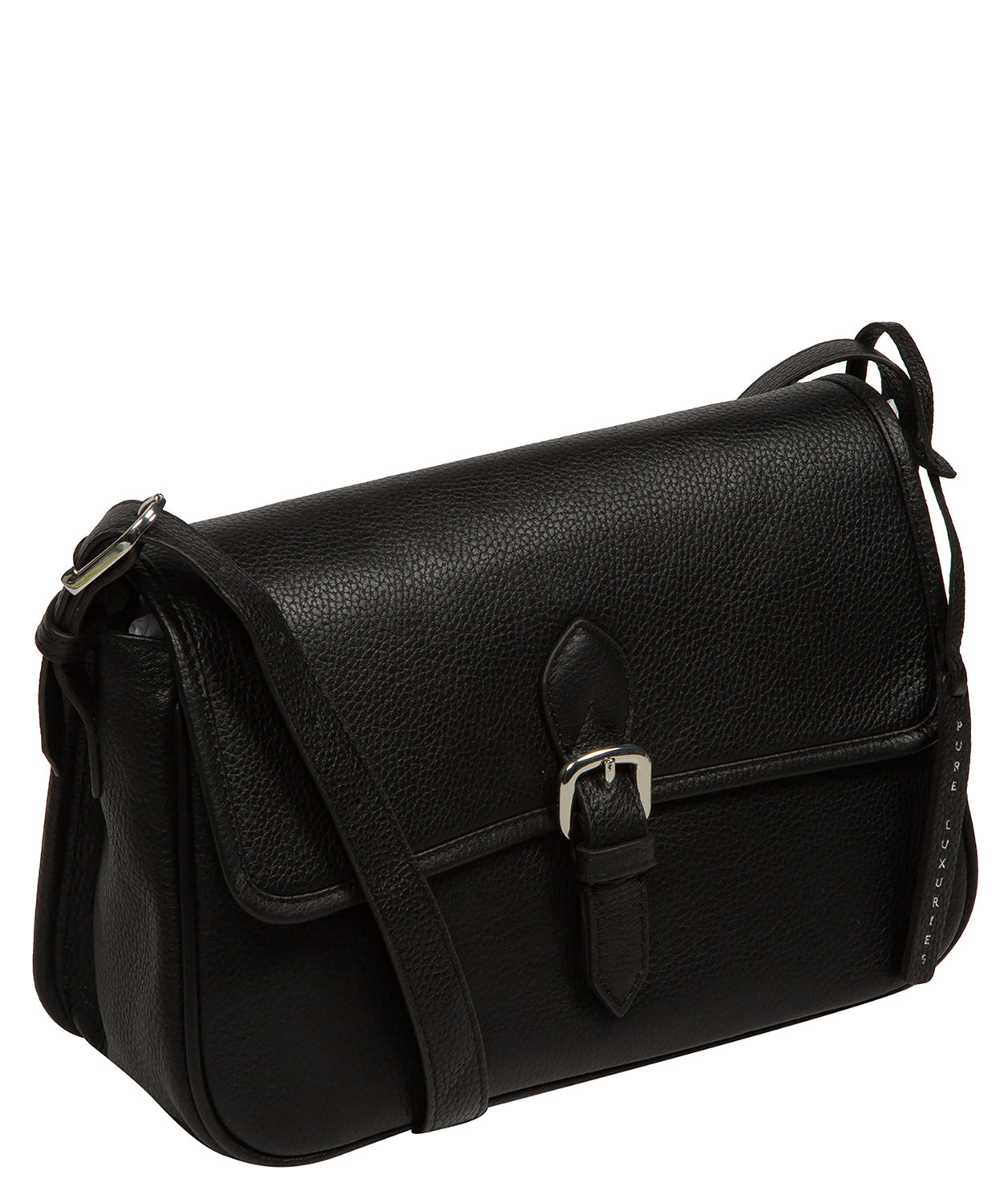 'Francesca' Black Leather Cross Body Bag