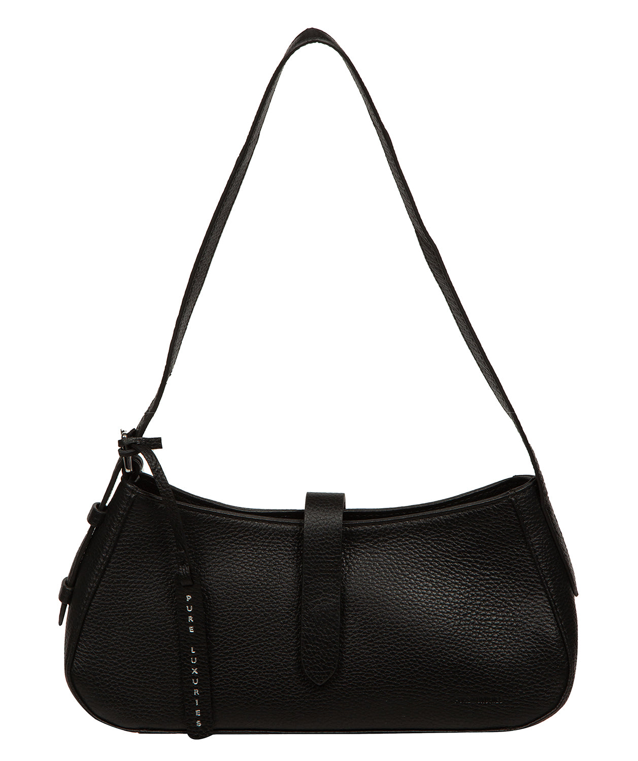 'Evangeline' Black Leather Evening Grab Bag