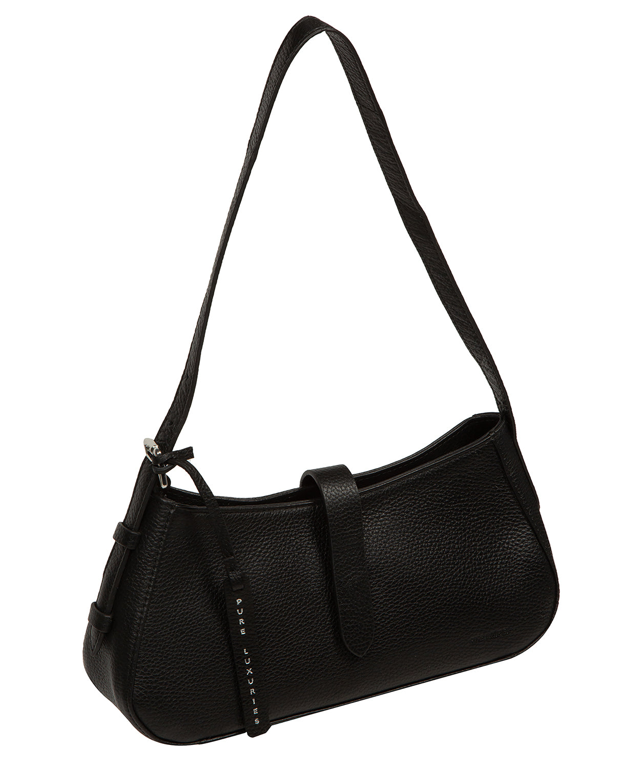 'Evangeline' Black Leather Evening Grab Bag