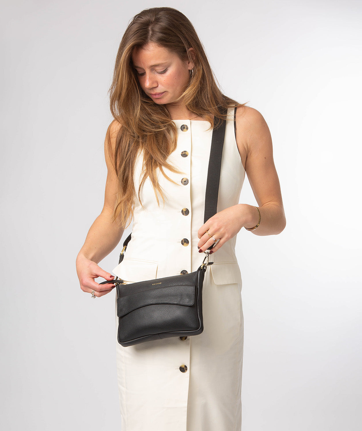 'Jessamine' Black Leather Cross Body Bag