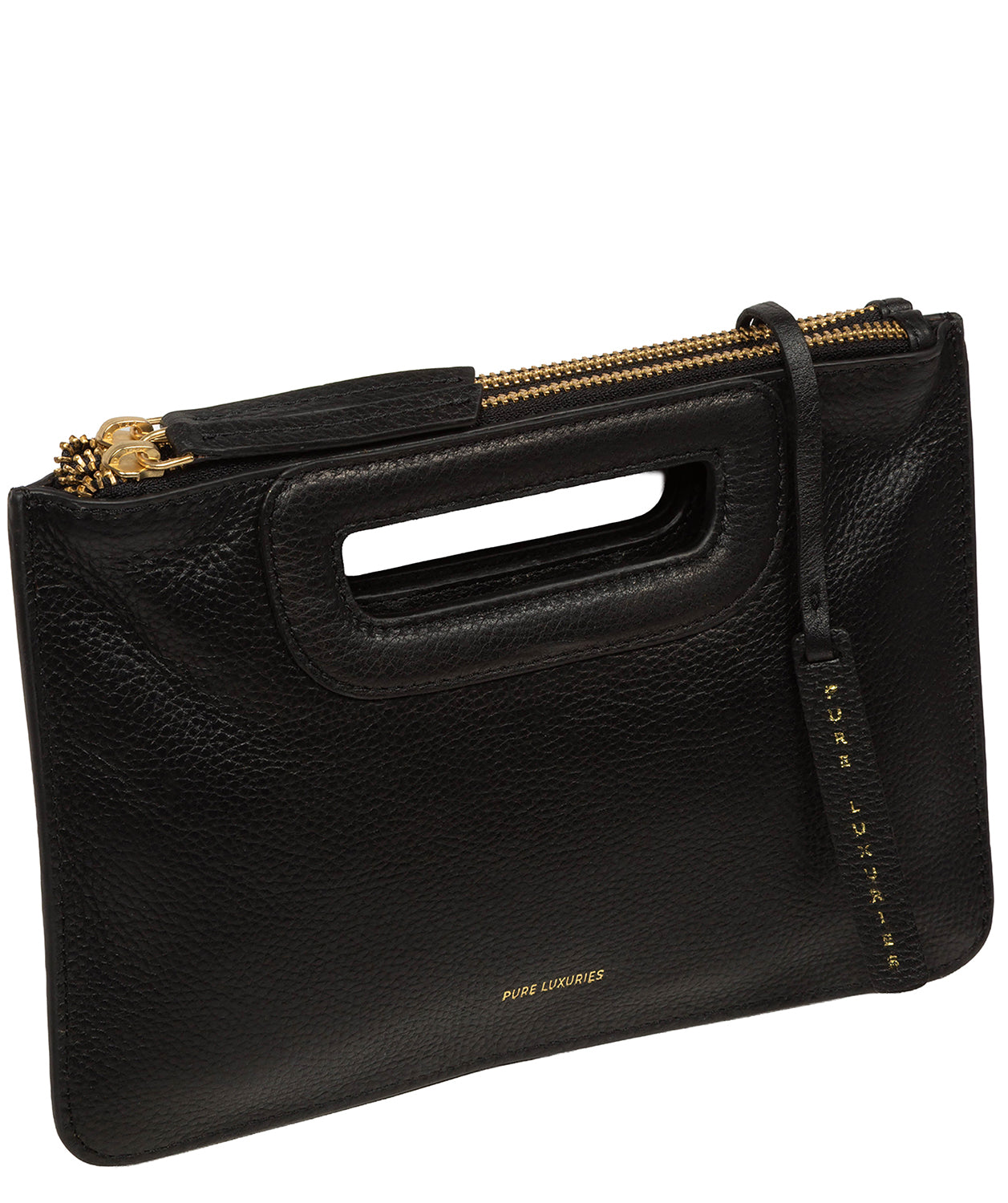 'Guinevere' Black Leather Clutch Bag