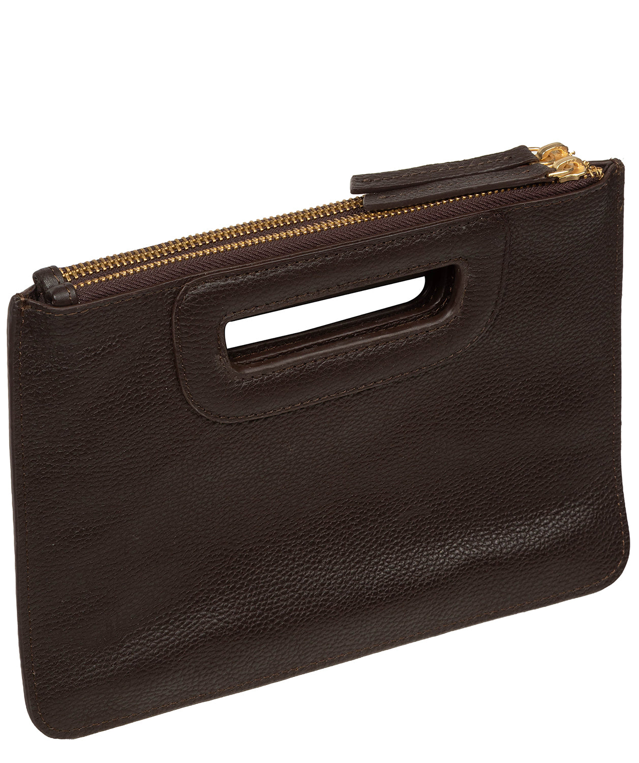 'Guinevere' Espresso Leather Clutch Bag