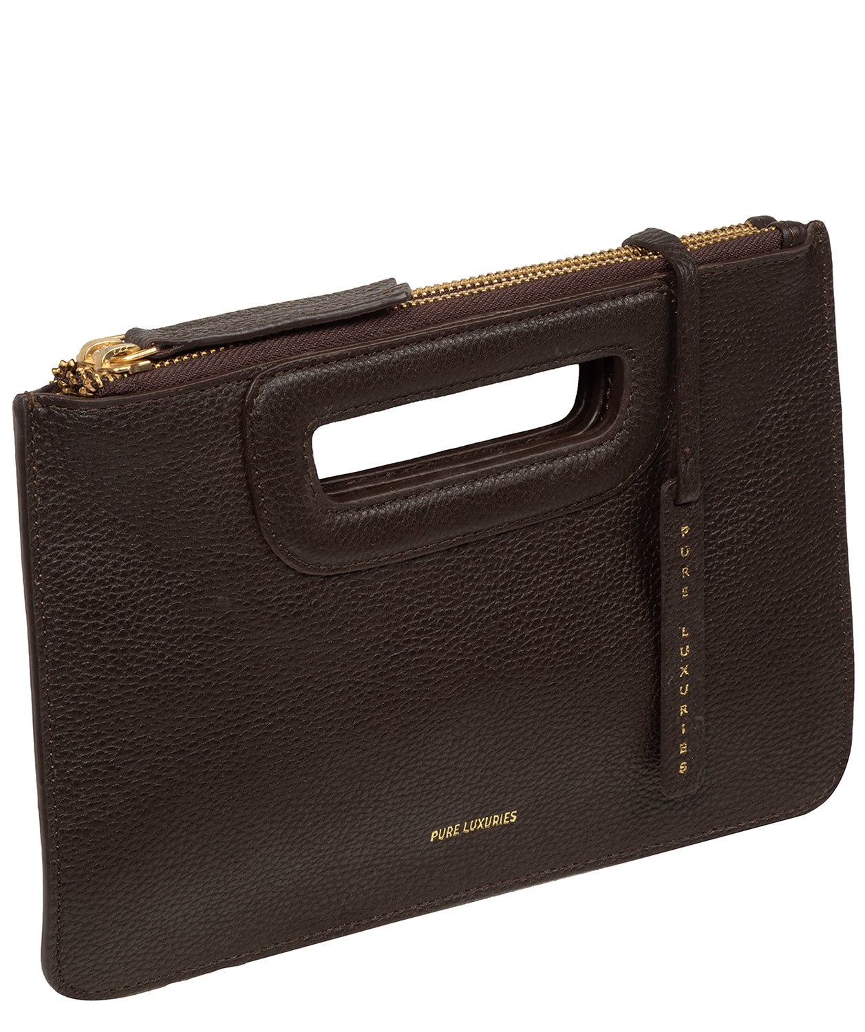 'Guinevere' Espresso Leather Clutch Bag