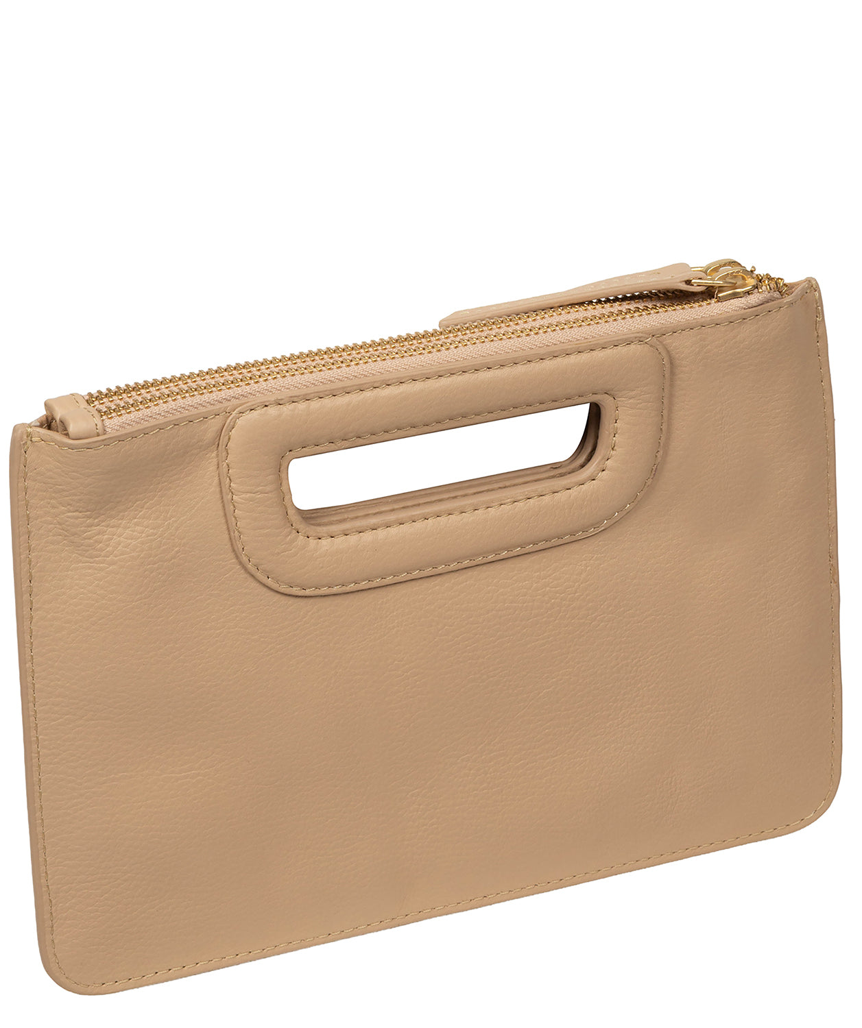 'Guinevere' Latte Leather Clutch Bag
