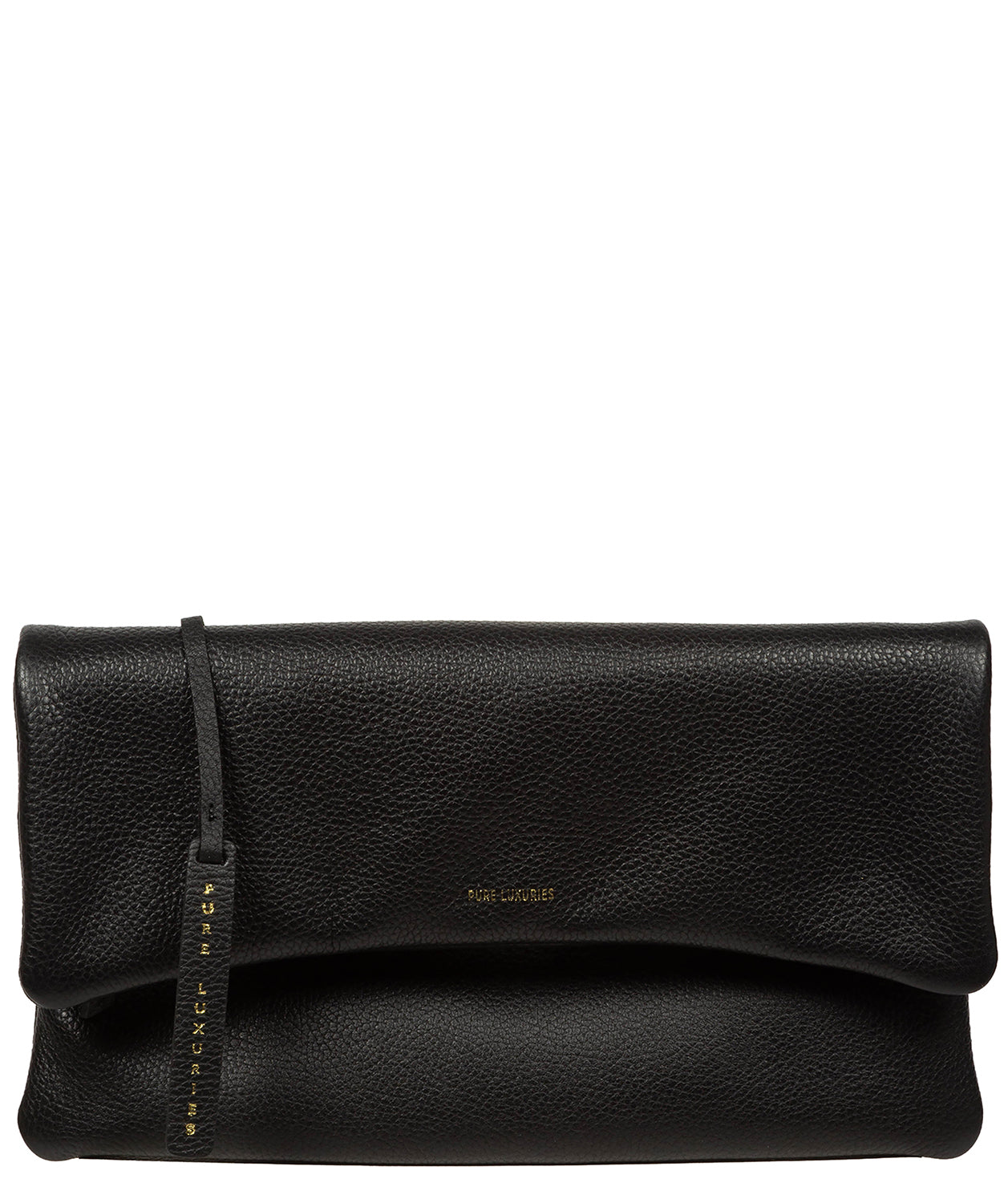 'Audrina' Black Leather Clutch Bag
