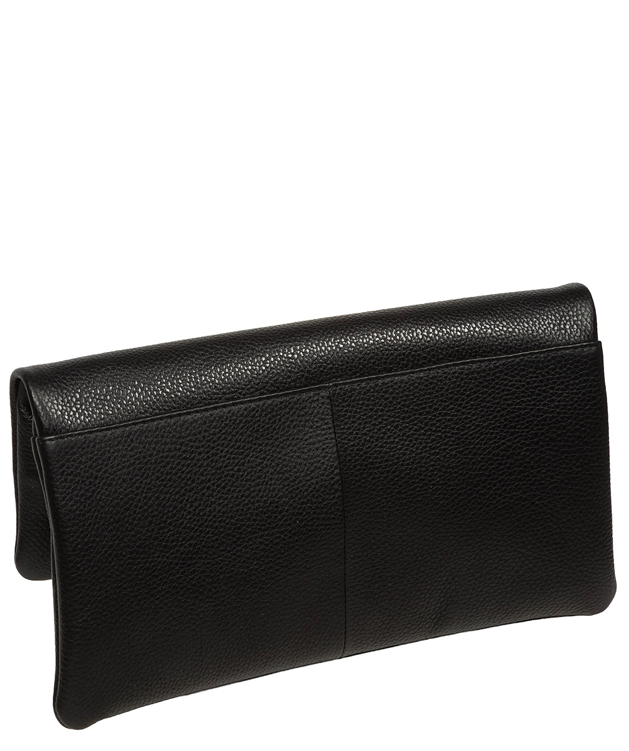'Audrina' Black Leather Clutch Bag