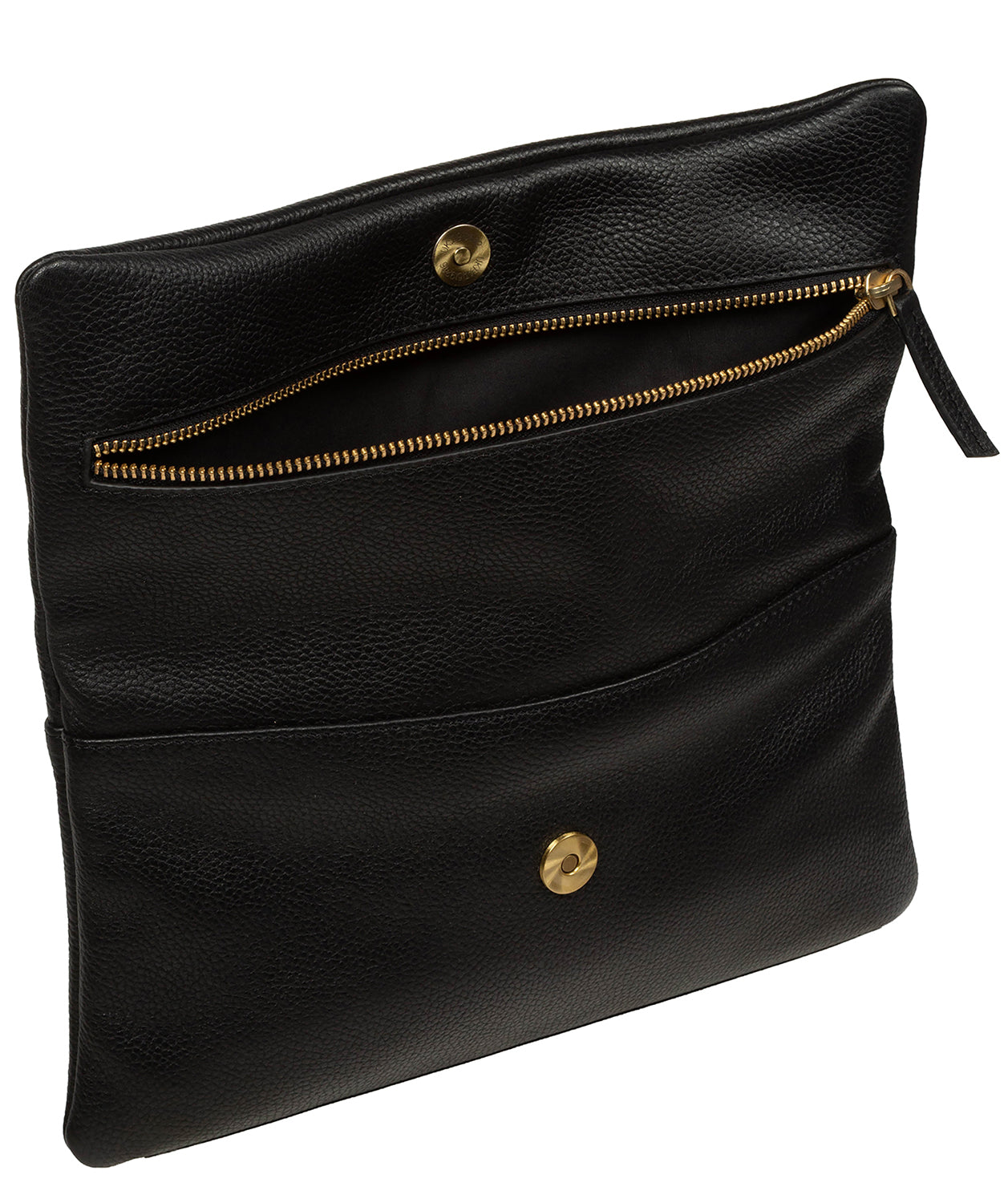 'Audrina' Black Leather Clutch Bag