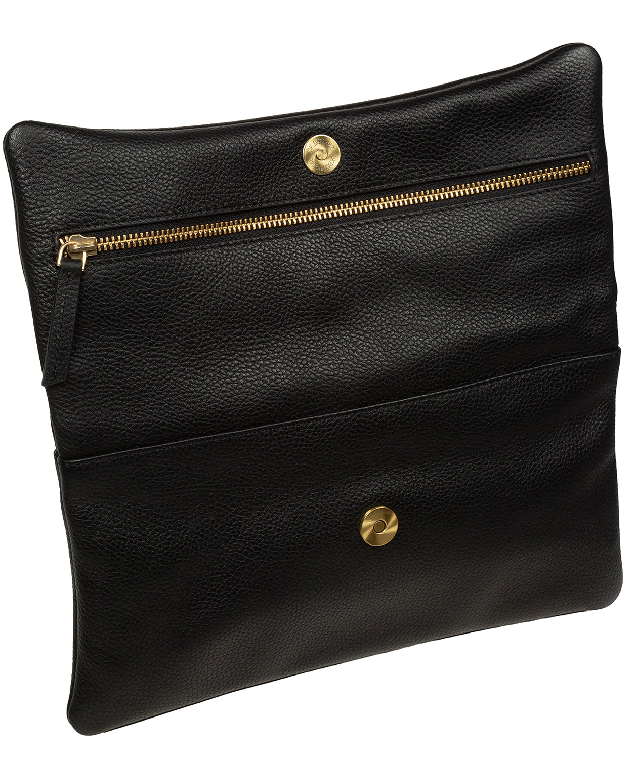 'Audrina' Black Leather Clutch Bag
