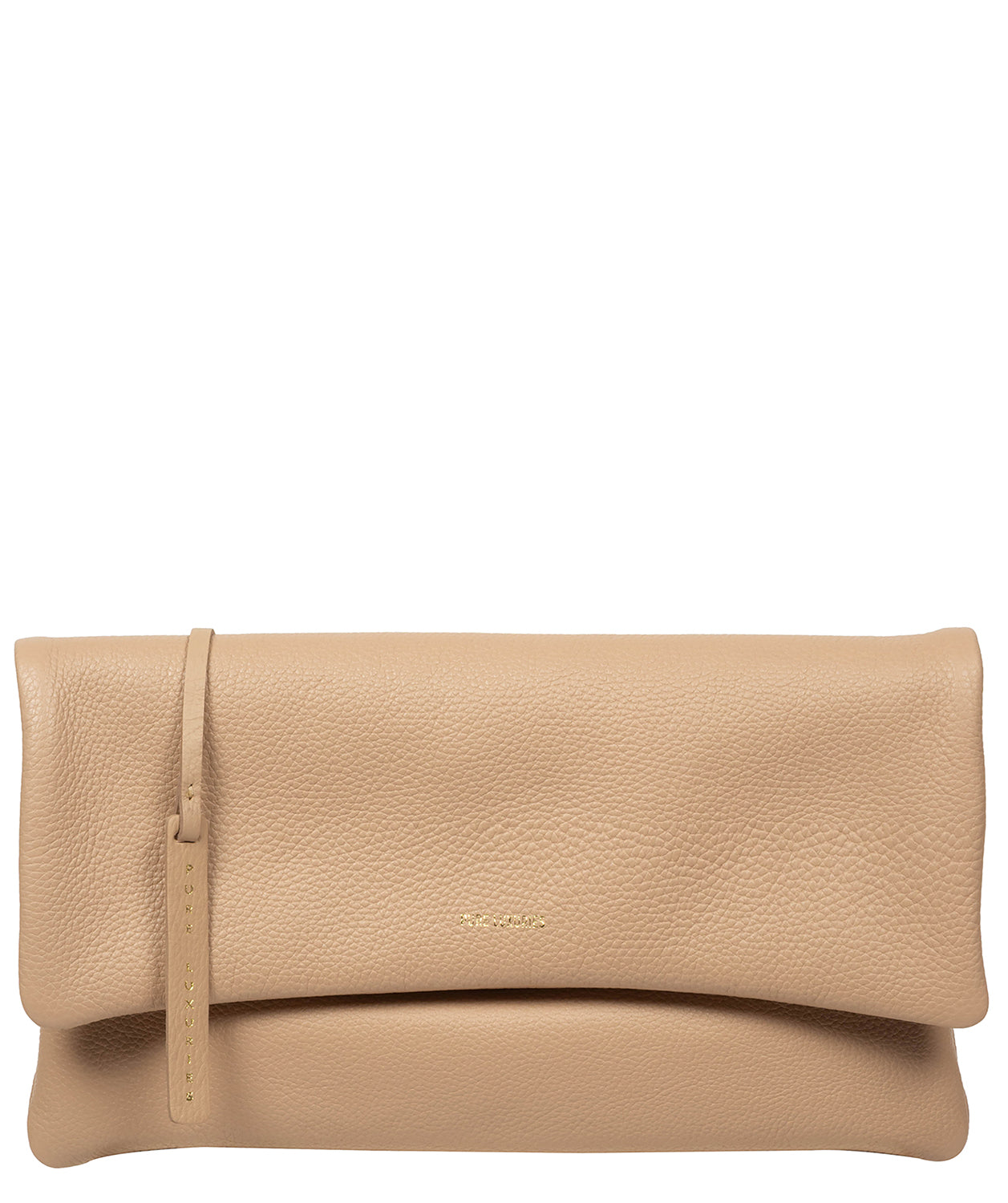 'Audrina' Latte Leather Clutch Bag