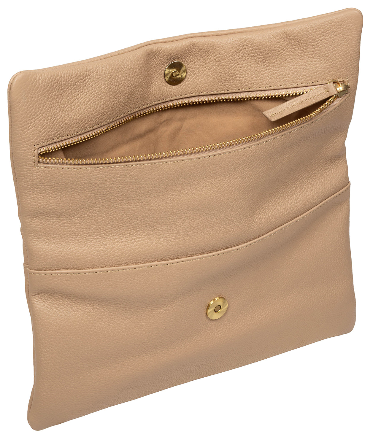 'Audrina' Latte Leather Clutch Bag