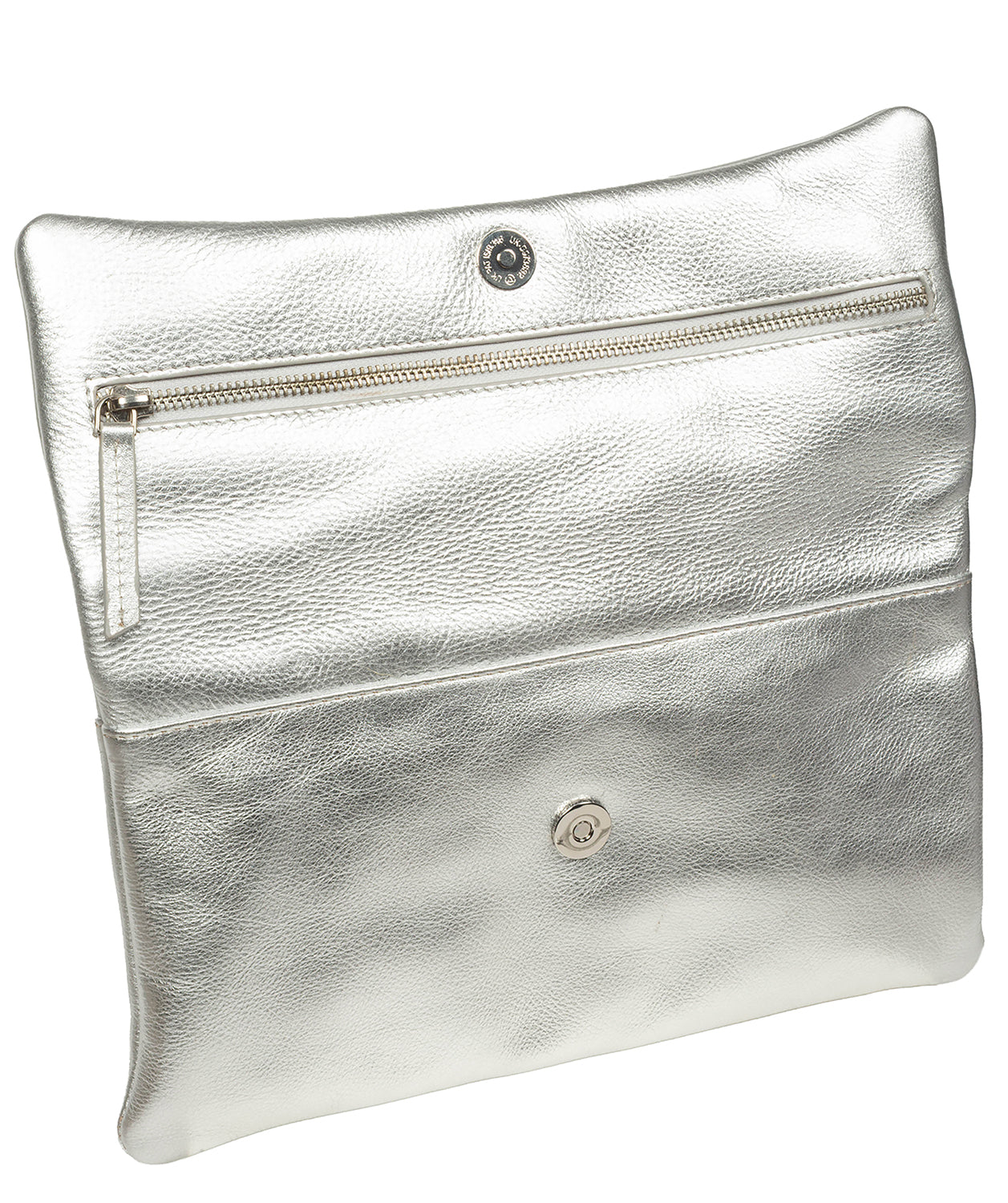 Audrina metallic silver clutch styled for evening wear