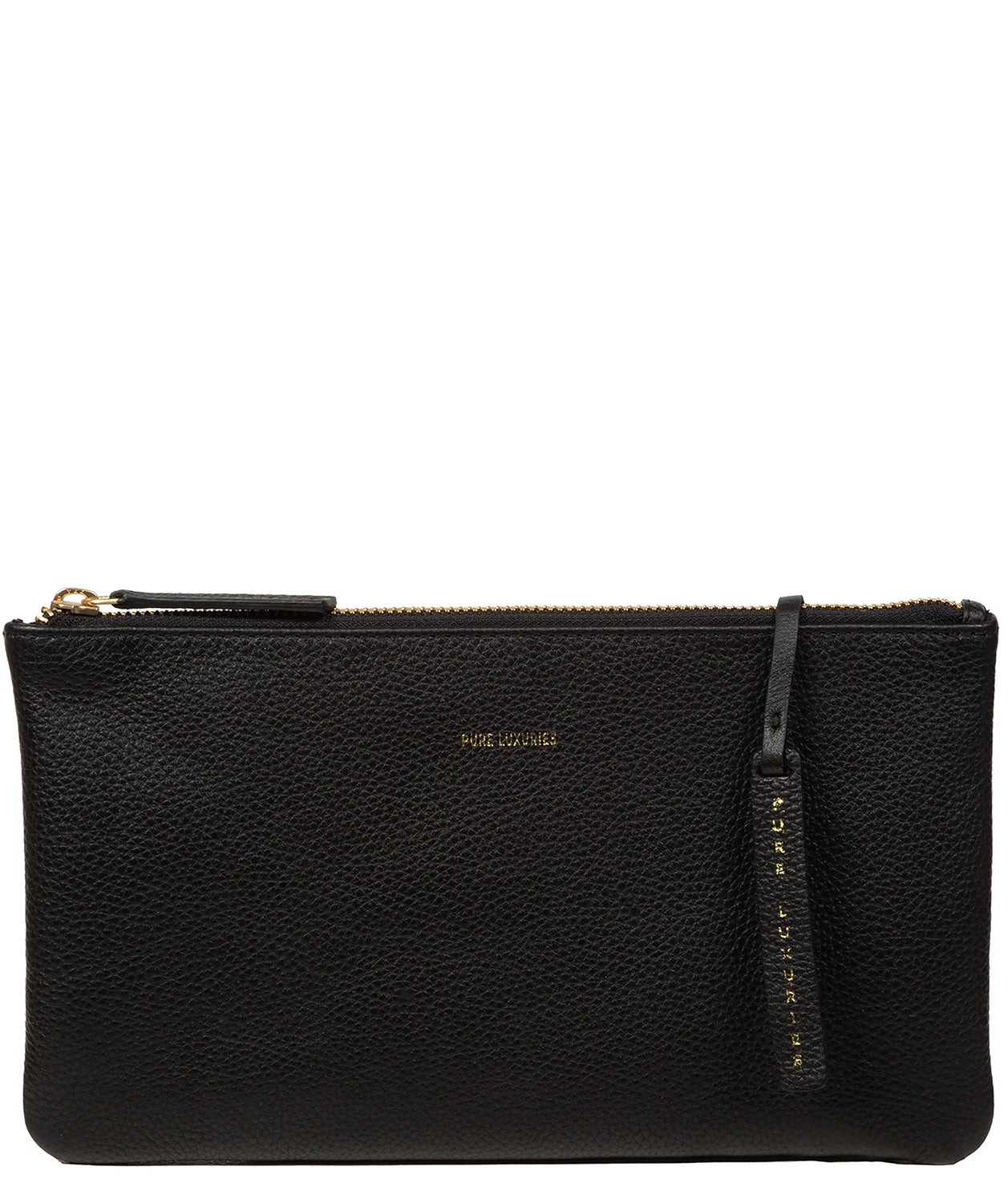 'Emalia' Black Leather Clutch Bag