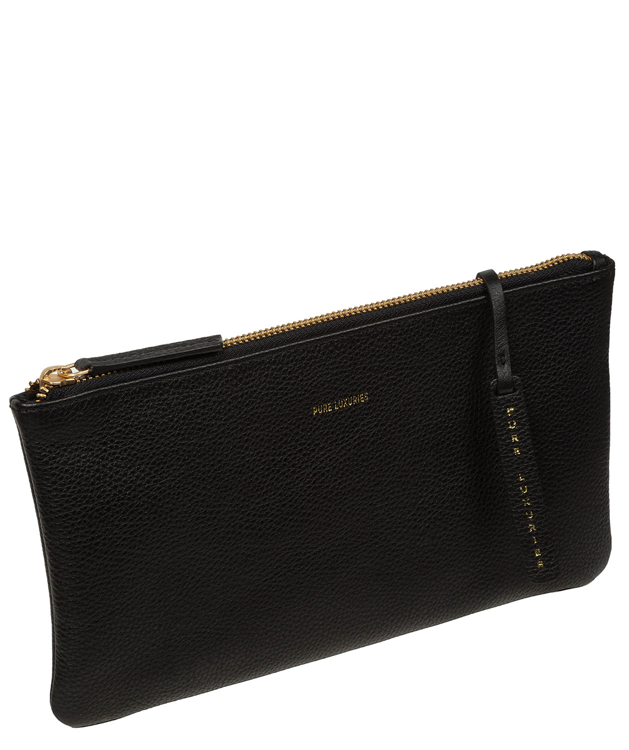 'Emalia' Black Leather Clutch Bag