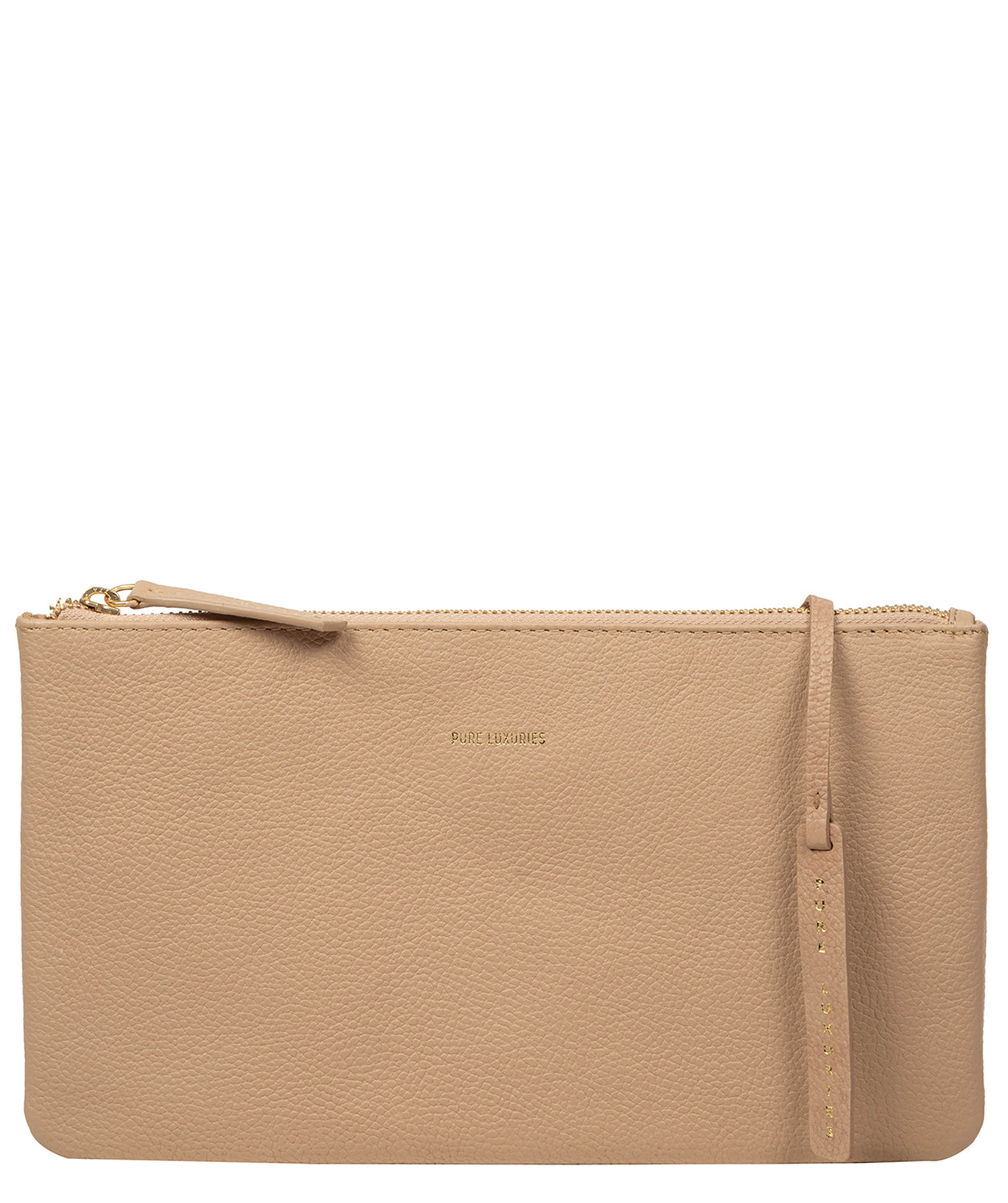 'Emalia' Latte Leather Clutch Bag