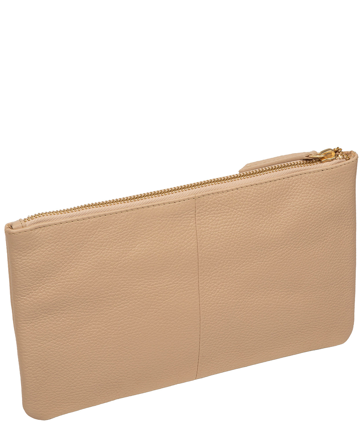 'Emalia' Latte Leather Clutch Bag