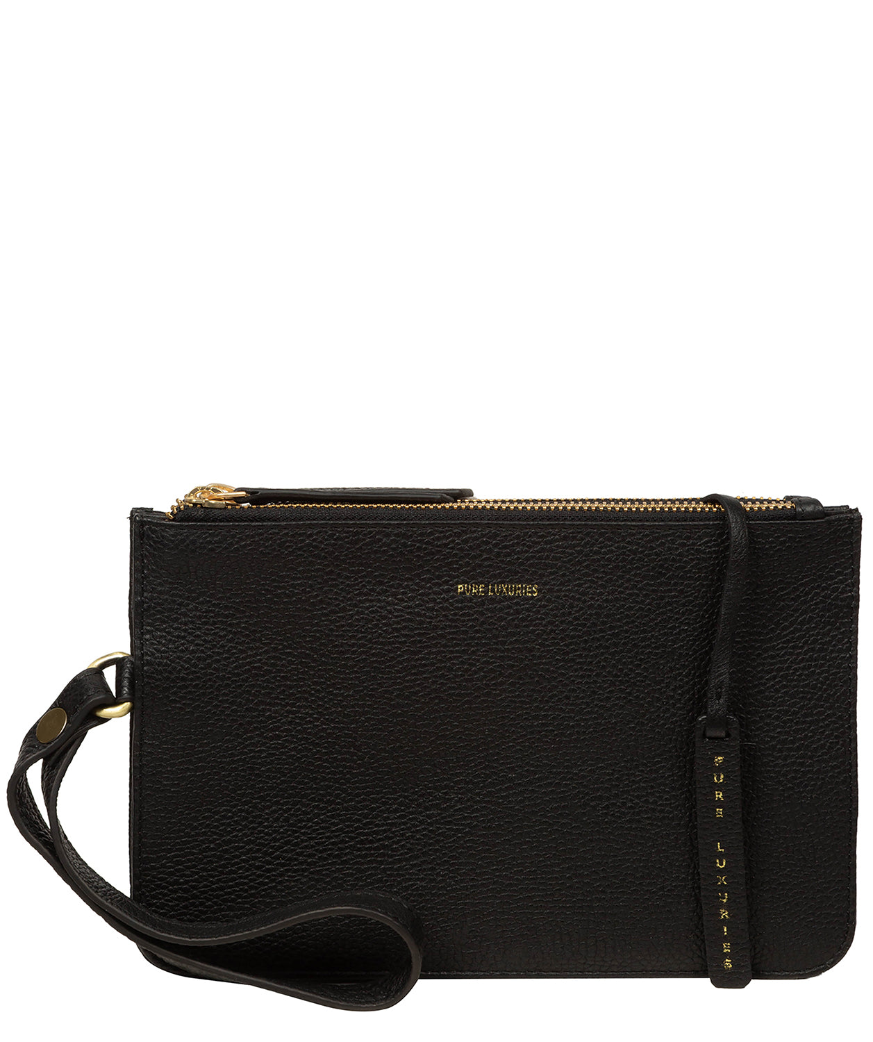 'Eleanor' Black Leather Clutch Bag